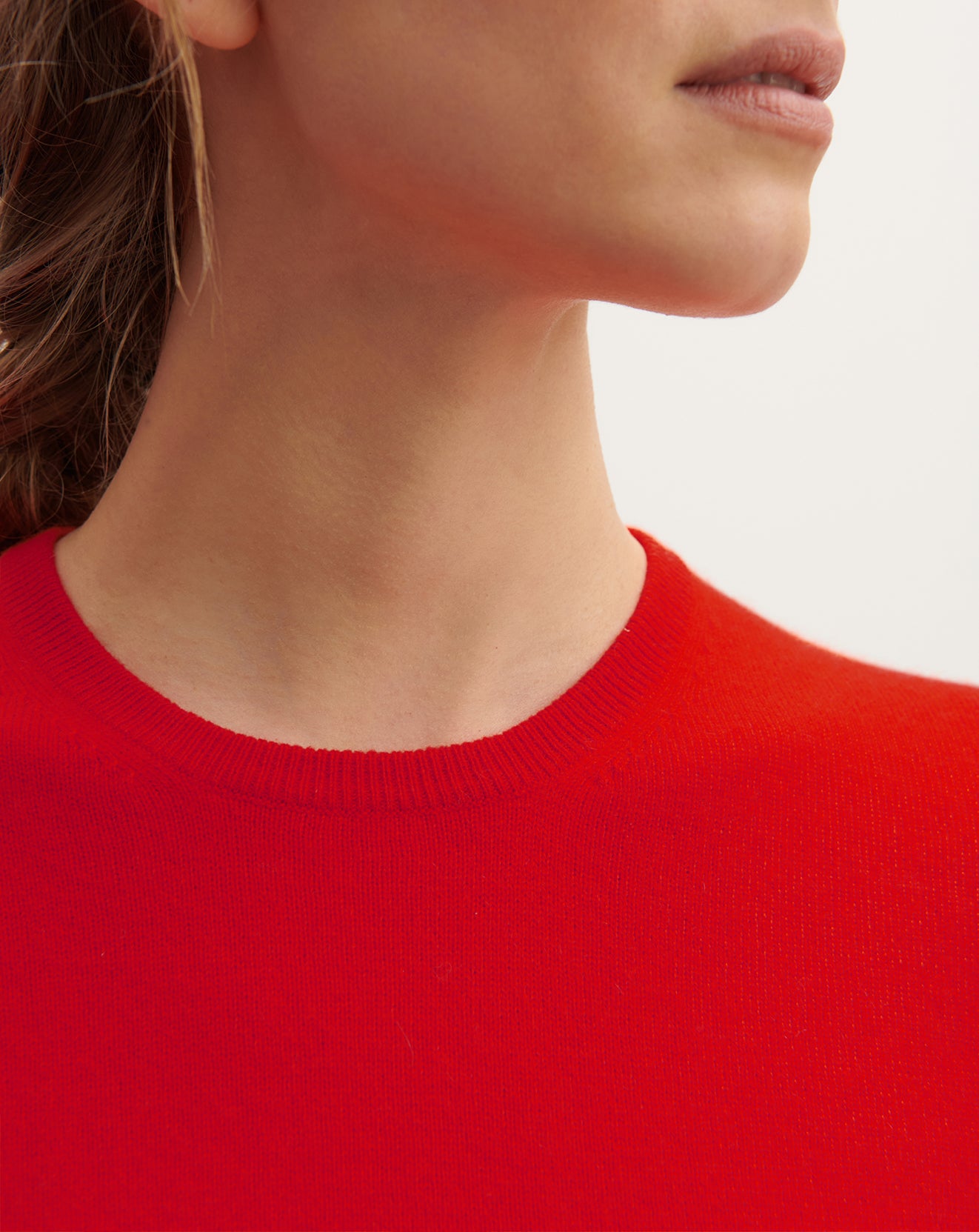 Pull col rond classique-ROUGE GORGE-100% cachemire