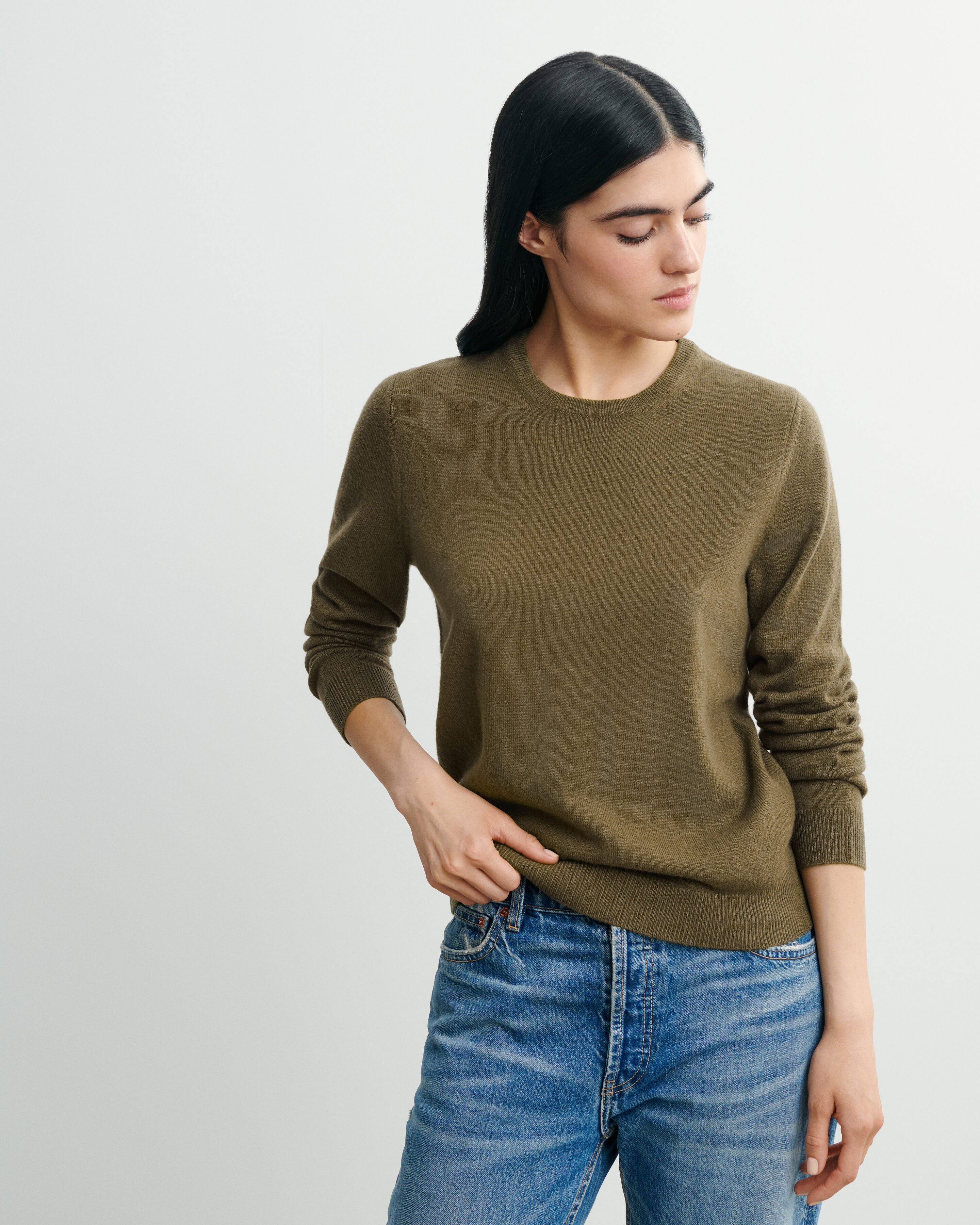 Pull col rond classique-BRONZE-100% cachemire