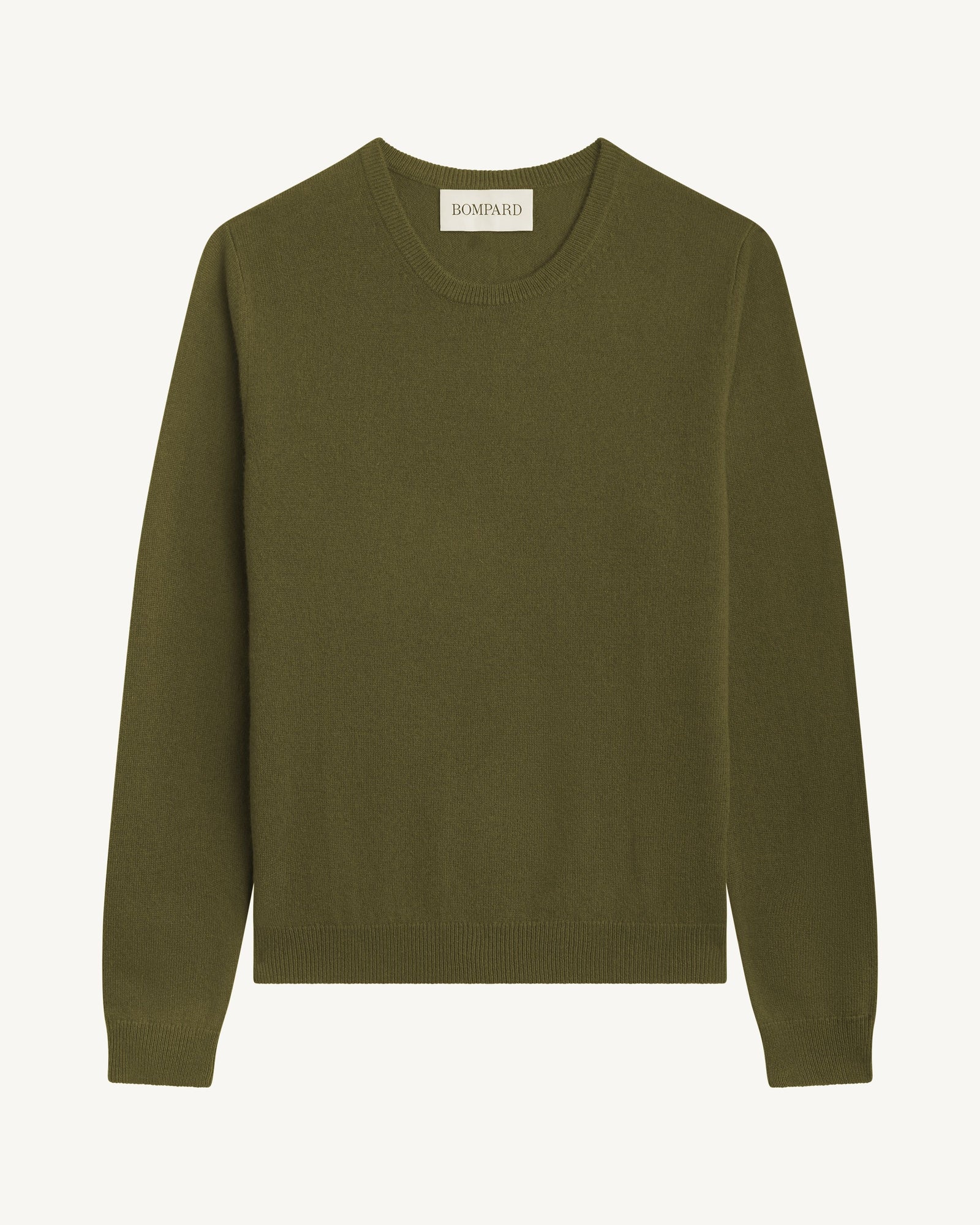 Pull col rond classique-OLIVE-100% cachemire