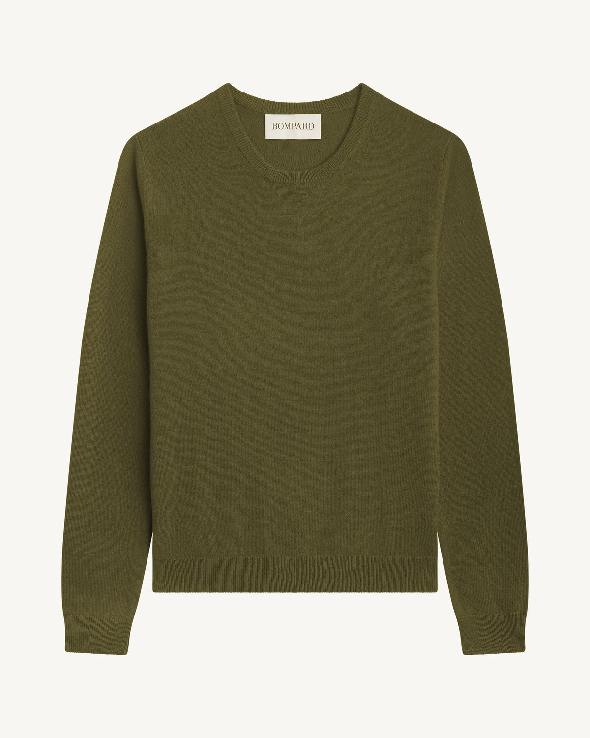 Pull col rond classique-OLIVE-100% cachemire