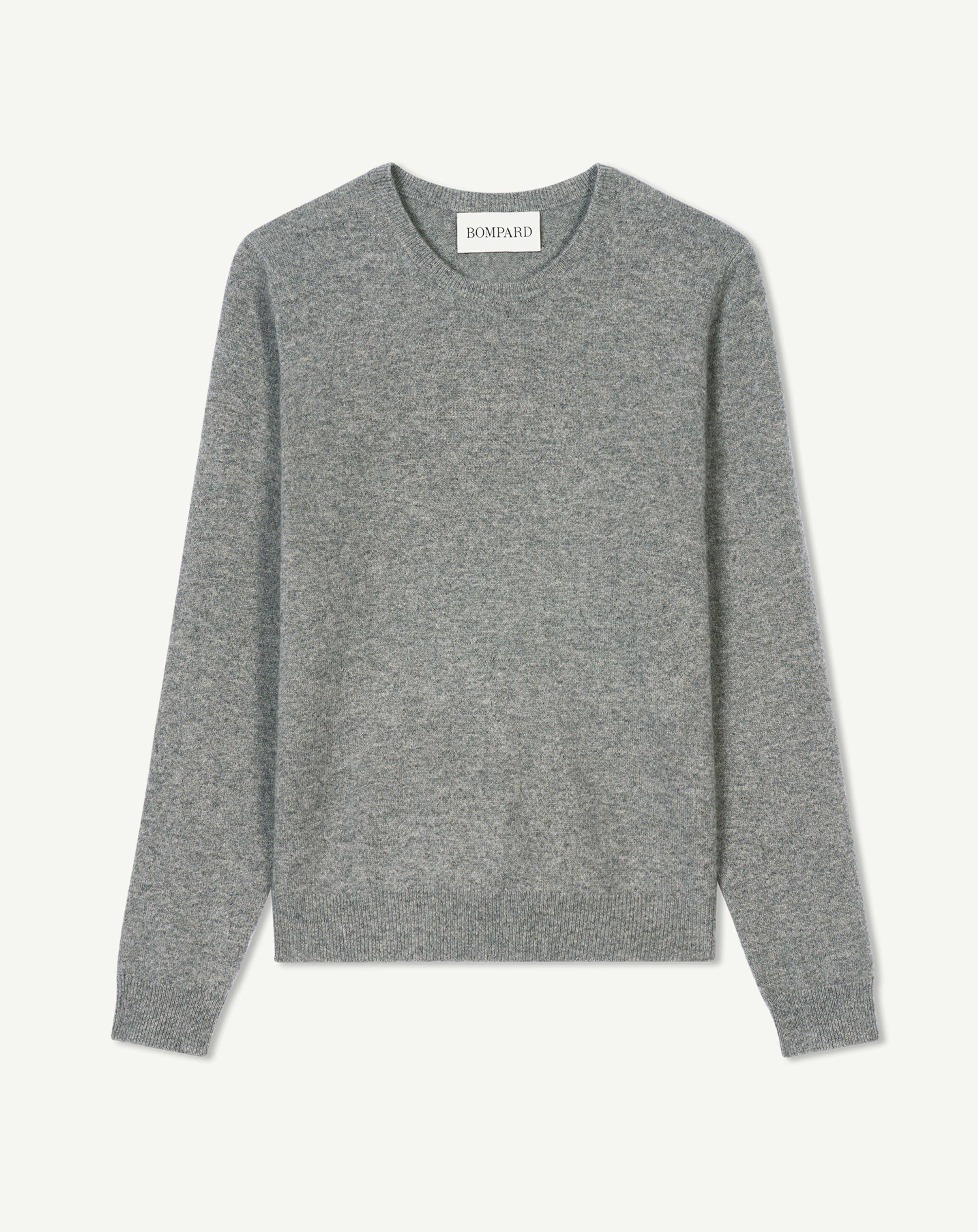 Pull col rond classique-GRIS METEORITE-100% cachemire