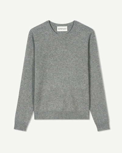 Pull col rond classique-GRIS METEORITE-100% cachemire