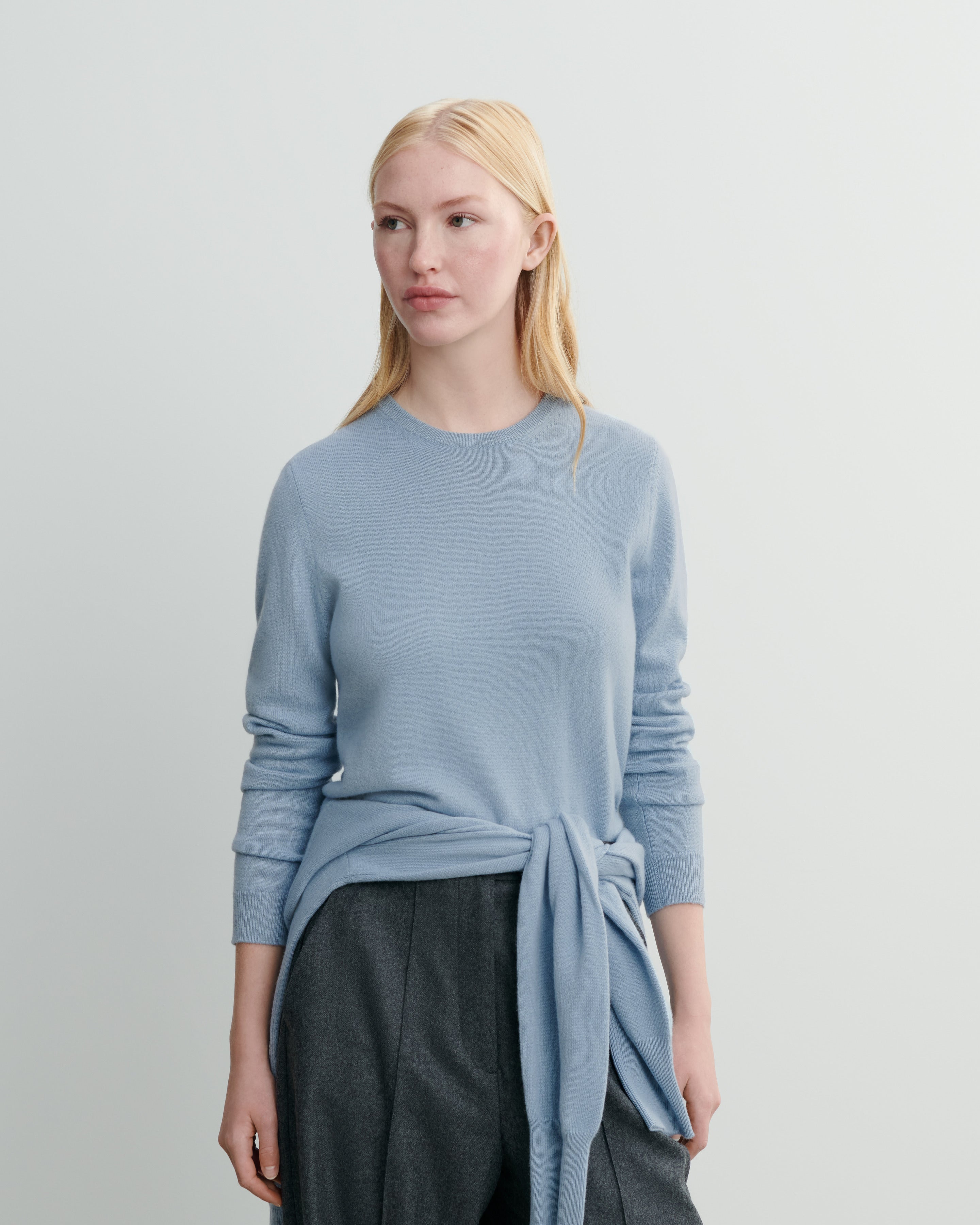 Pull col rond classique-BLEU CONCORDE-100% cachemire