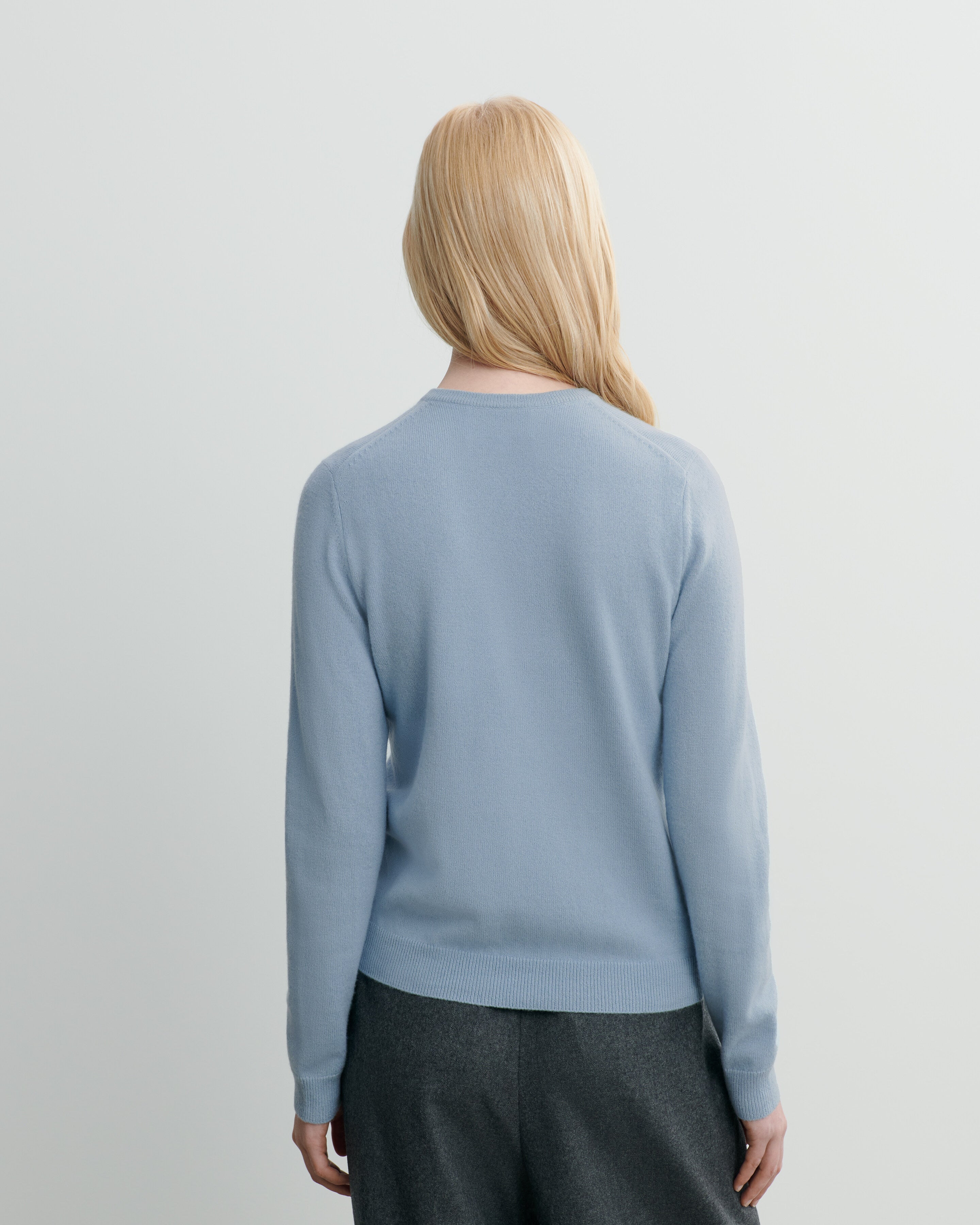 Pull col rond classique-BLEU CONCORDE-100% cachemire