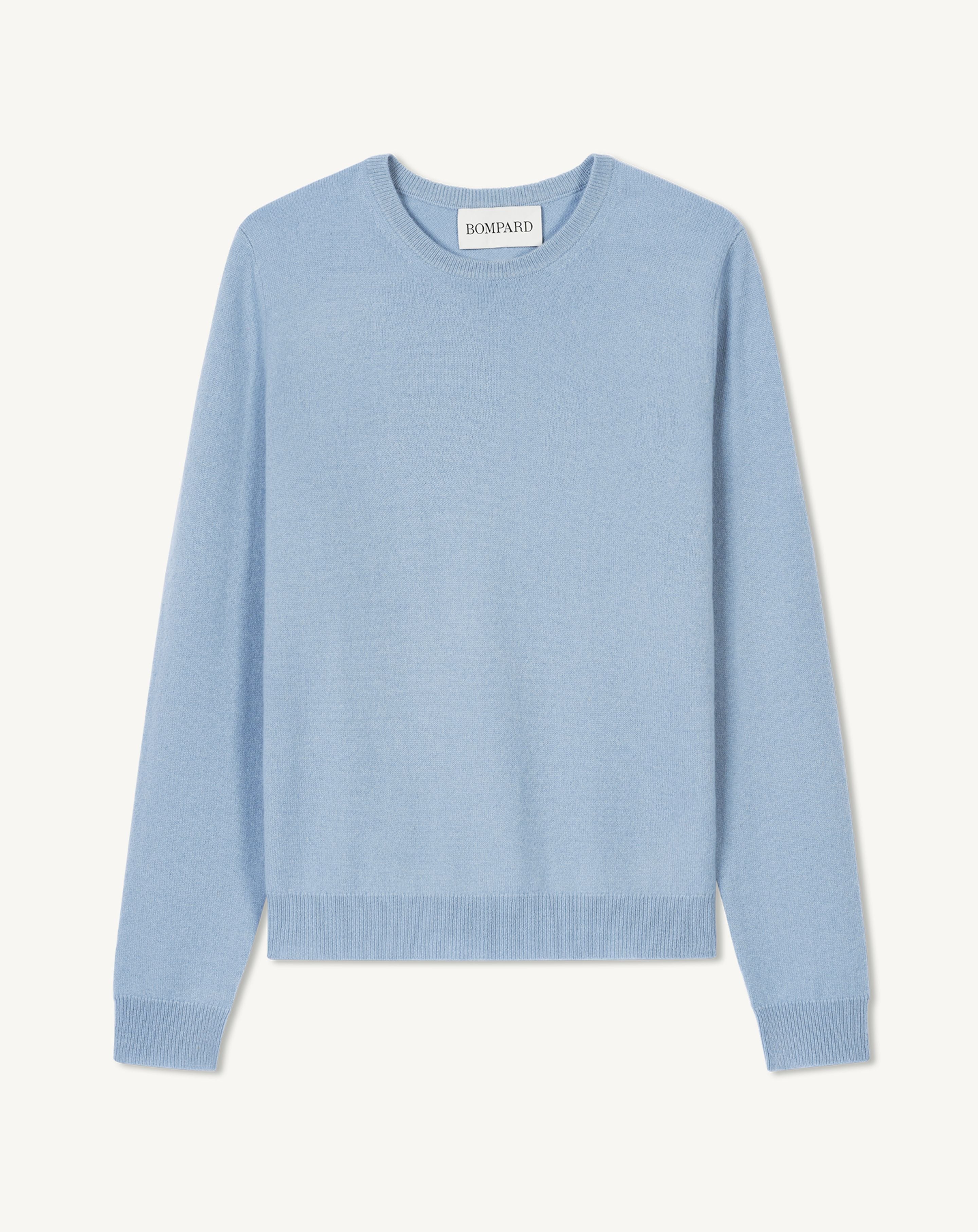 Pull col rond classique-BLEU CONCORDE-100% cachemire