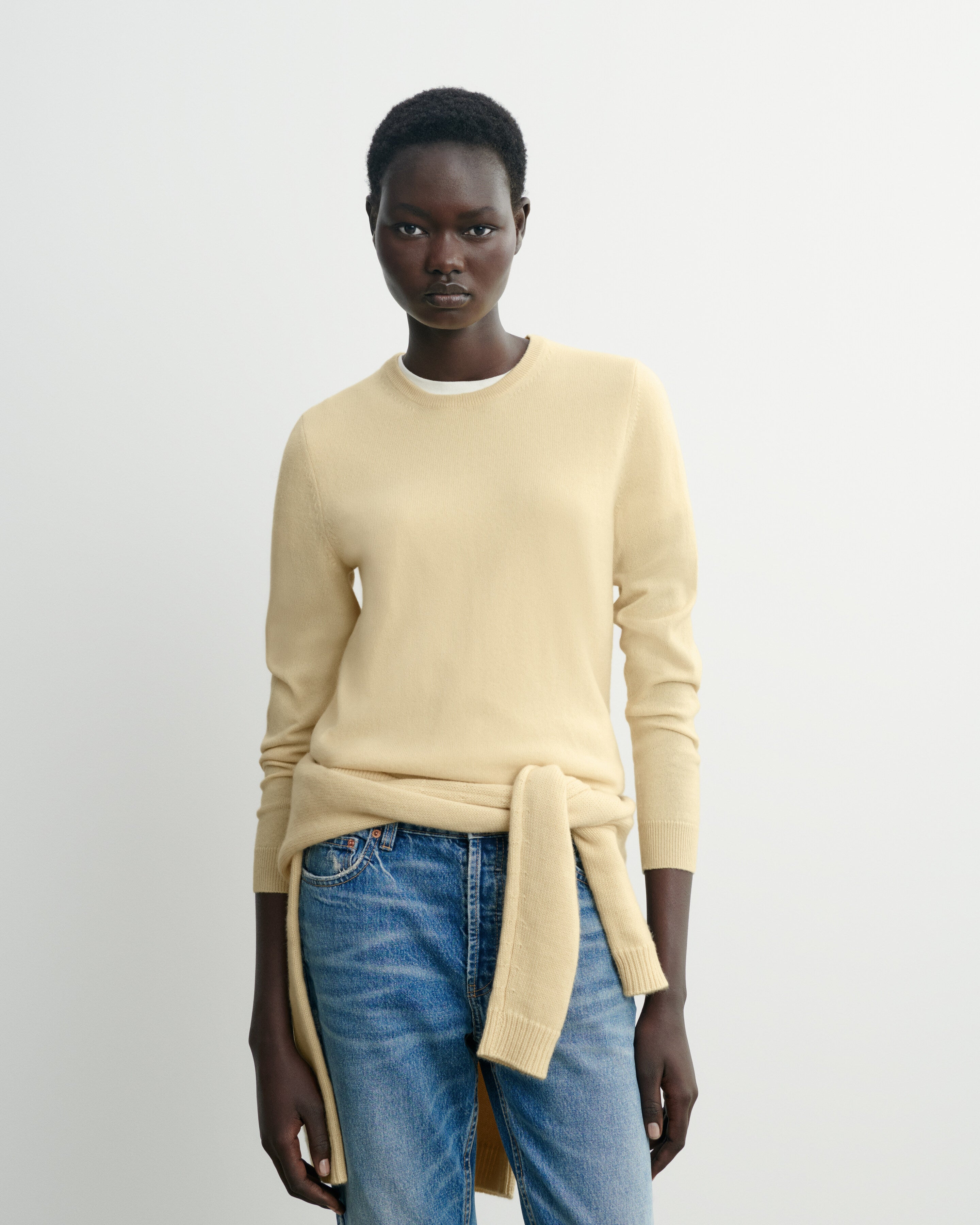 Pull col rond classique-JAUNE PRIMEVERE-100% cachemire