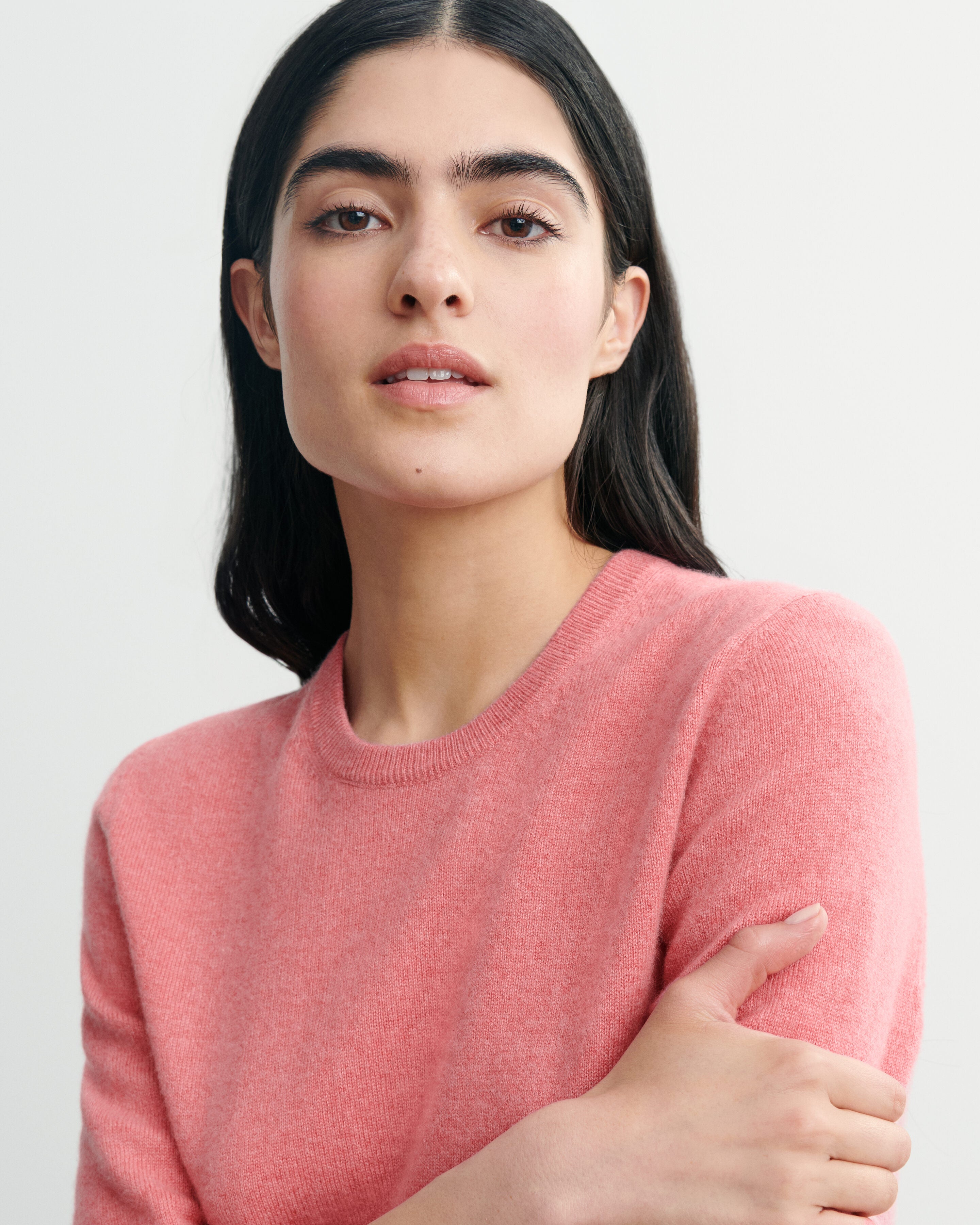 Pull col rond classique-ROSE CAMEO-100% cachemire