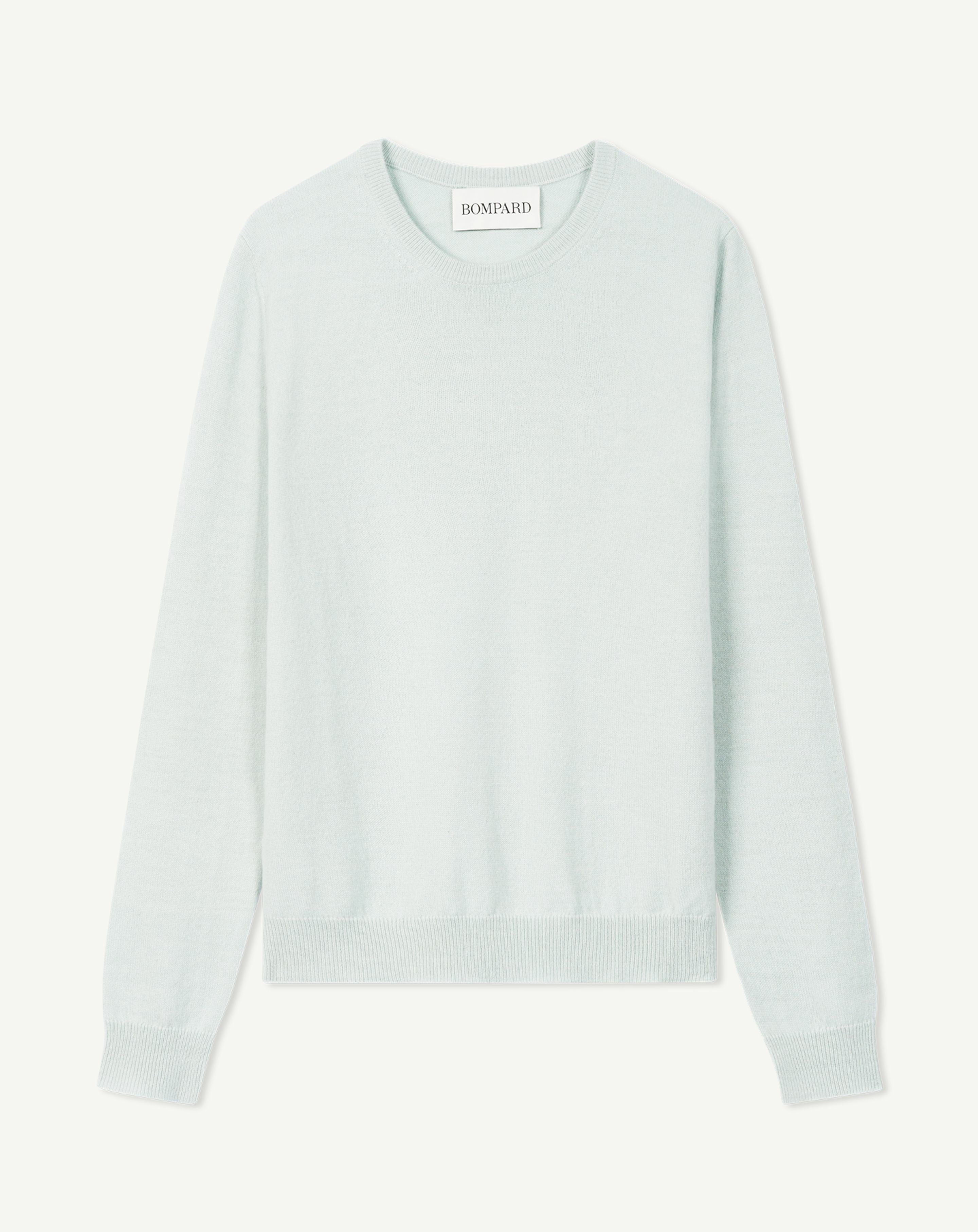 Pull col rond classique-VERT ARAGON-100% cachemire