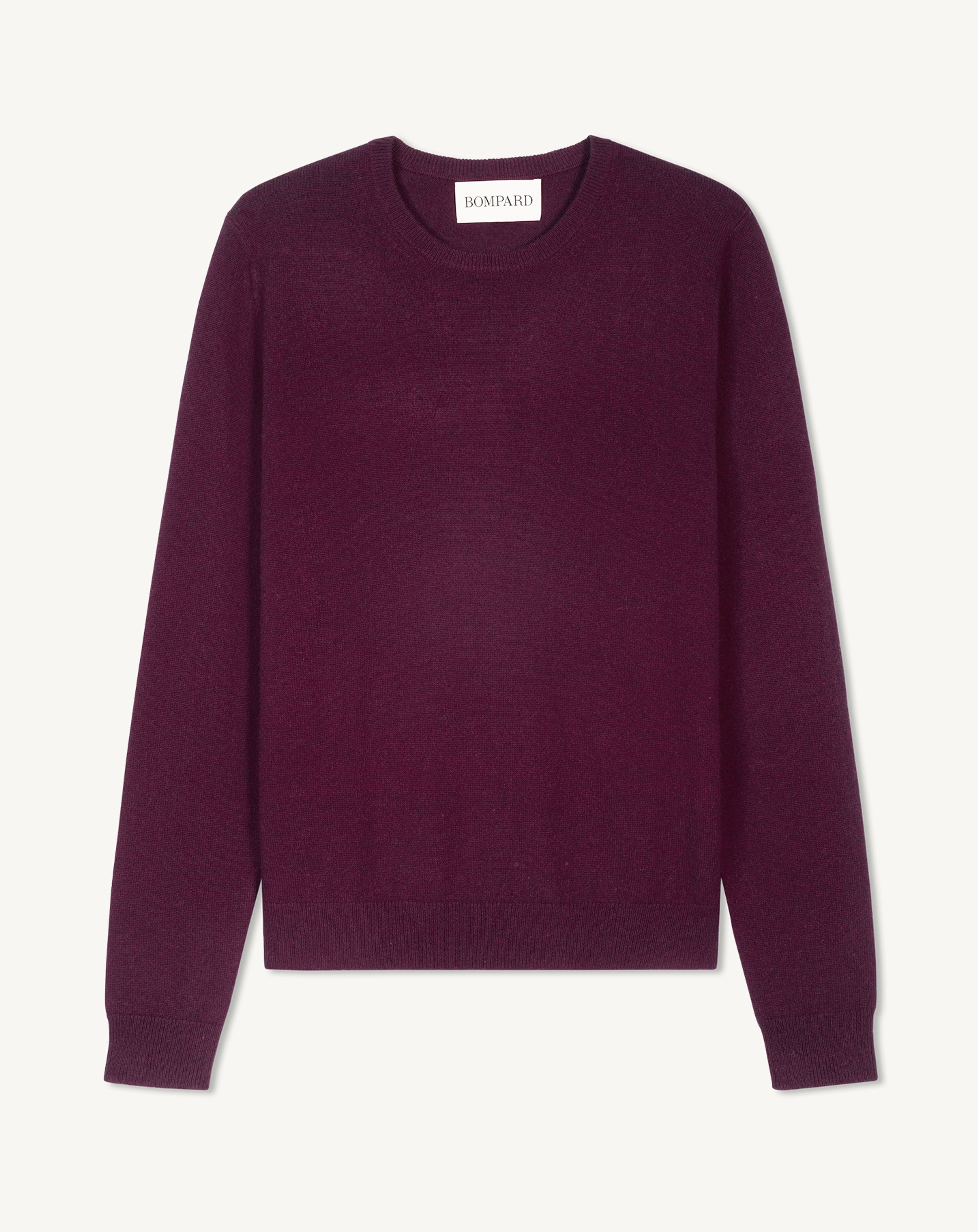 Pull col rond classique-PRUNE DAMAS-100% cachemire