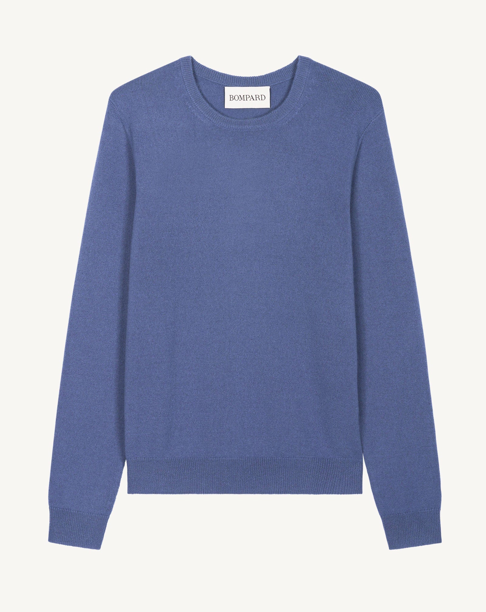 Pull col rond classique-BLEU ATLAS-100% cachemire