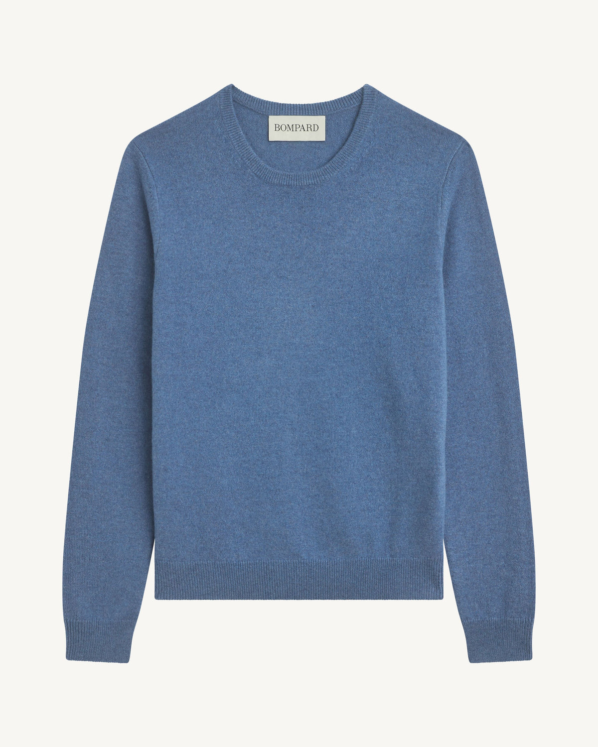 Pull col rond classique-BLEU DE DELFT-100% cachemire