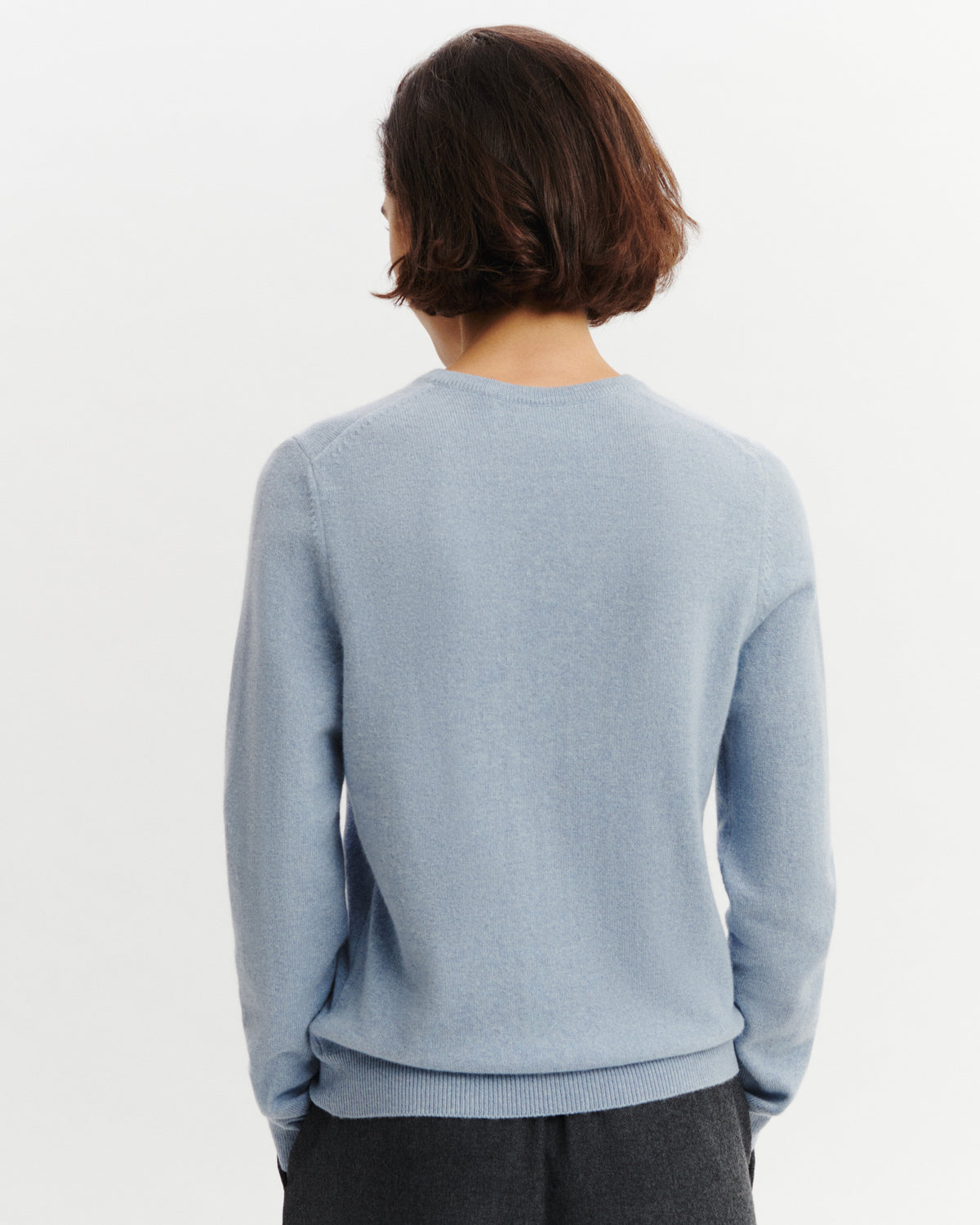 Pull col rond Origines-BLEU GLACIER-100% cachemire
