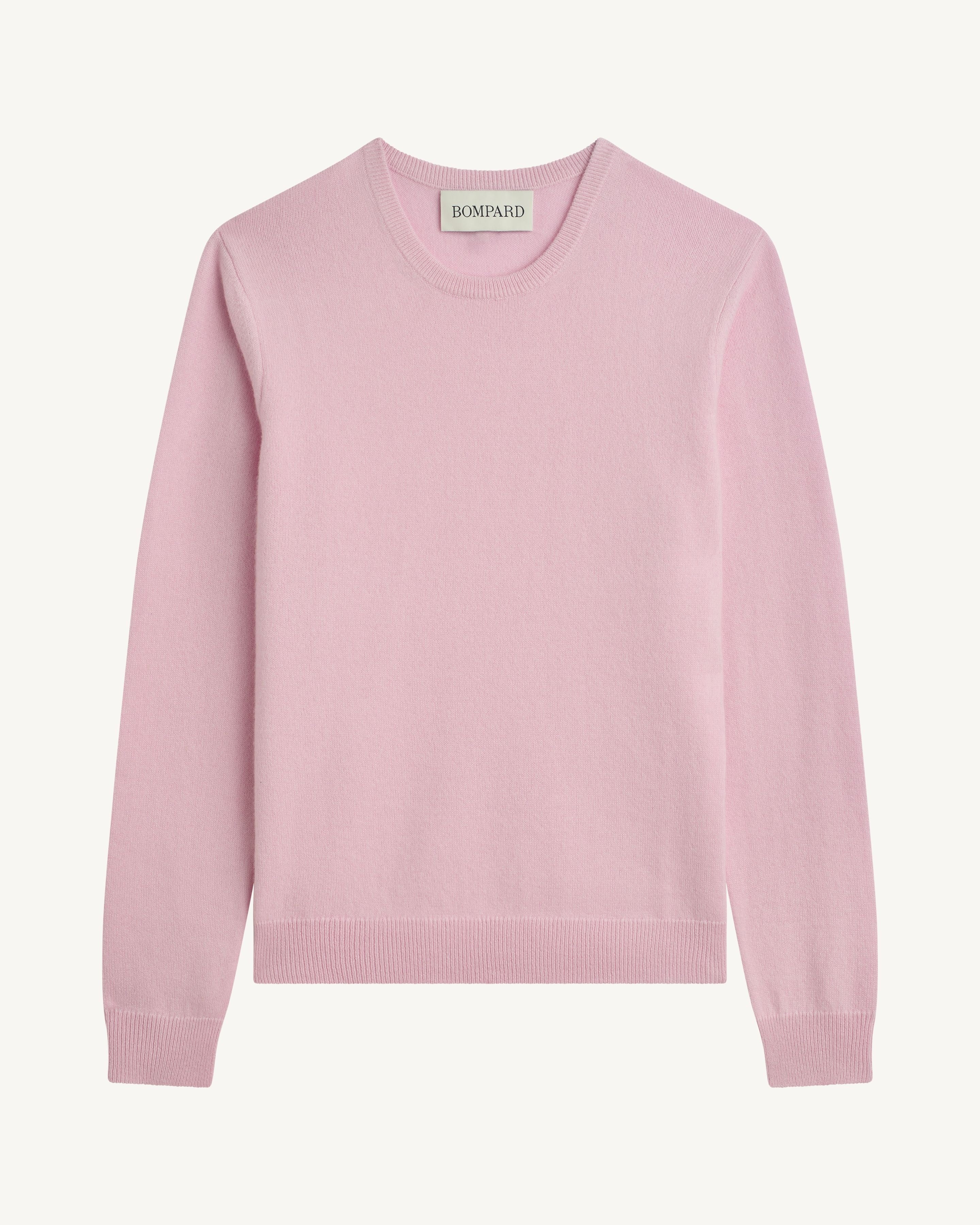 Pull col rond classique-ROSE QUARTZ-100% cachemire