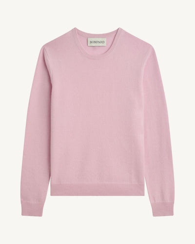 Pull col rond classique-ROSE QUARTZ-100% cachemire