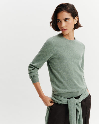 Pull col rond Origines-VERT DE GRIS-100% cachemire