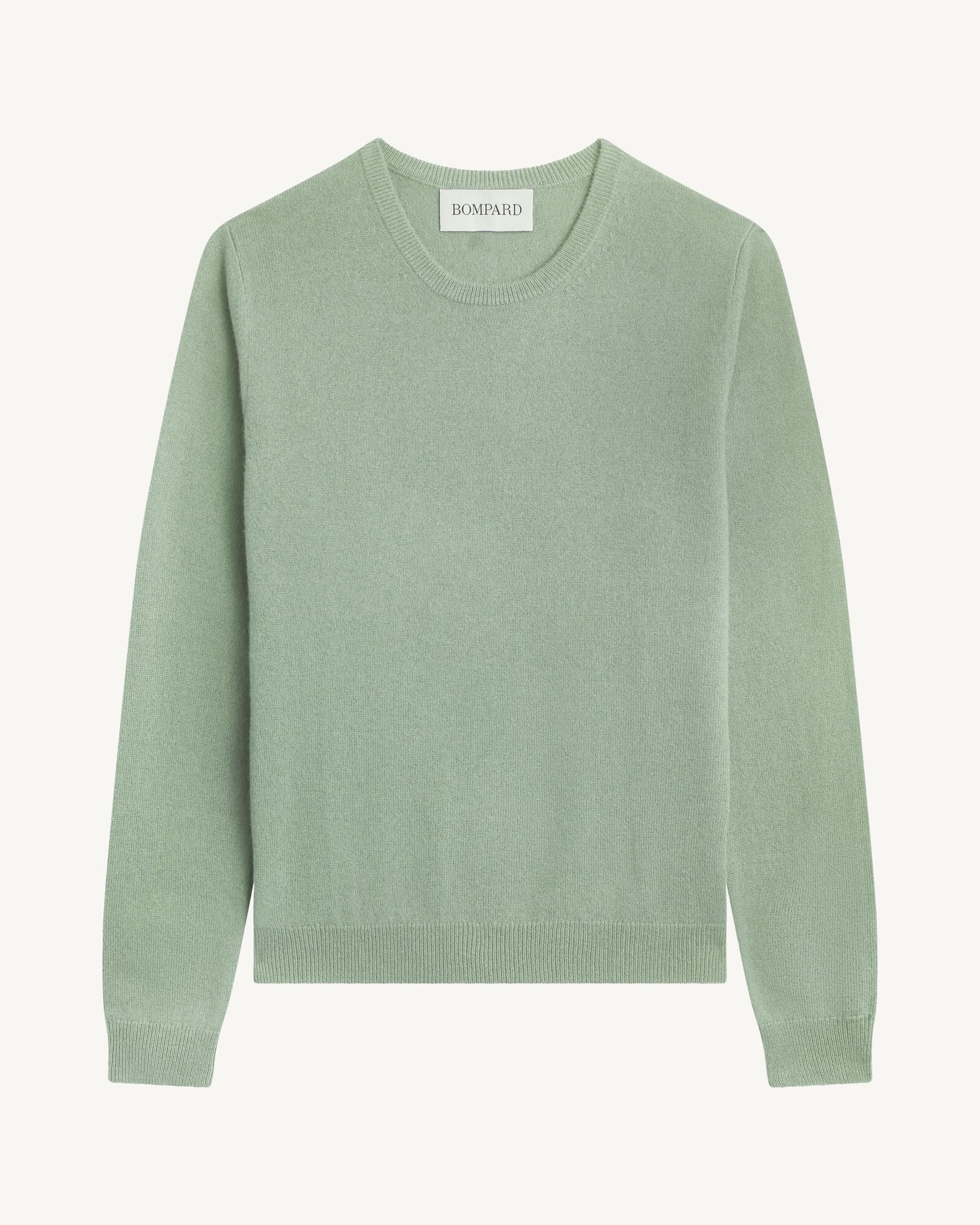 Pull col rond classique-VERT DE GRIS-100% cachemire
