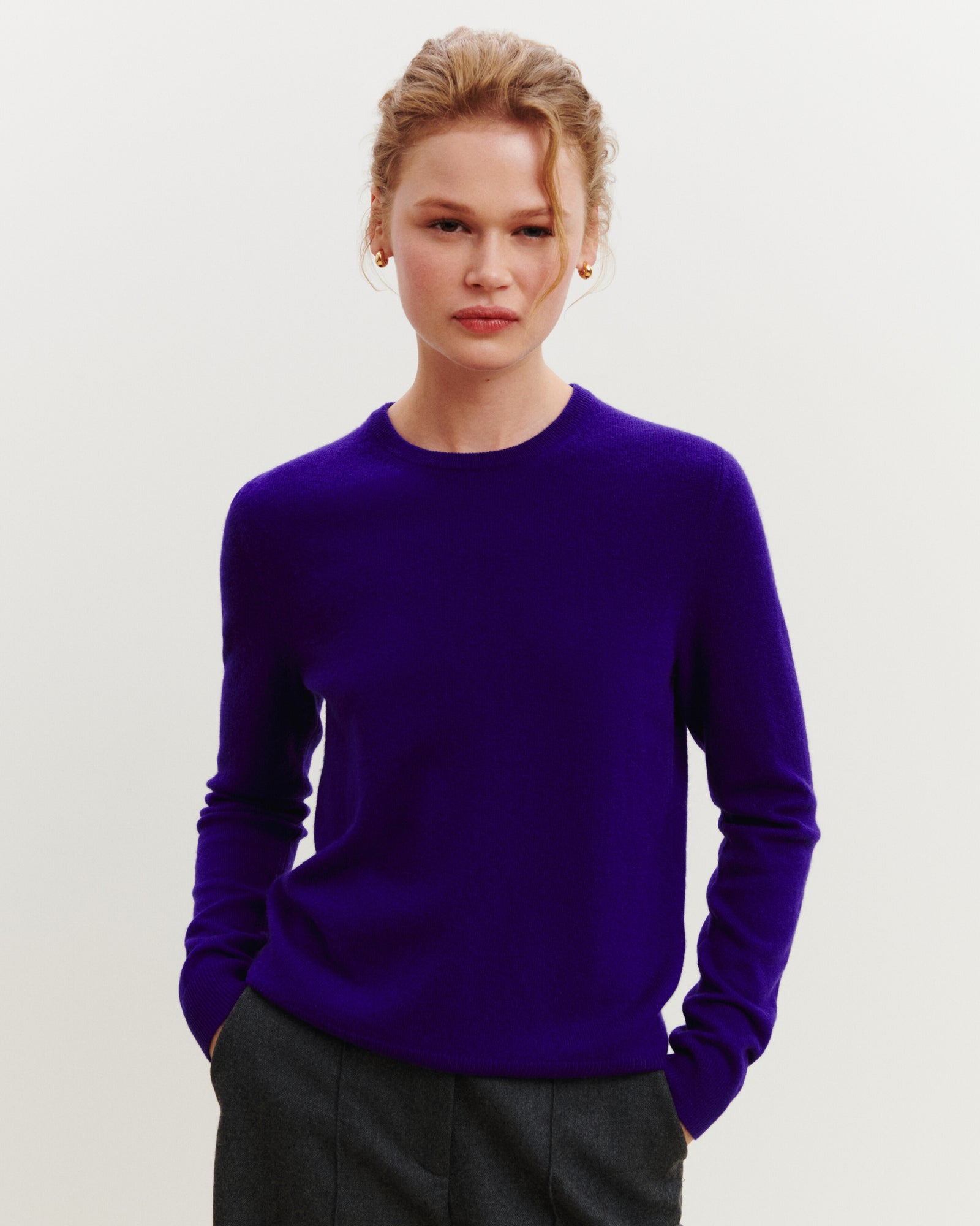 Pull col rond Origines-ULTRAVIOLET-100% cachemire