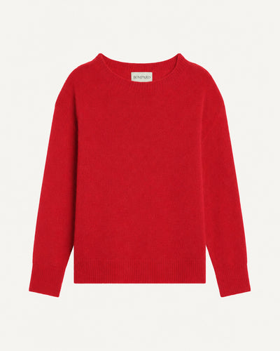 Col rond oversized plume-ROUGE QUARANTE-40% : baby alpaga; 32% : soie; 28% : cachemire