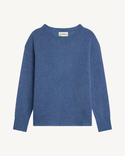 Col rond oversized plume-BLEU DE DELFT-40% : baby alpaga; 32% : soie; 28% : cachemire