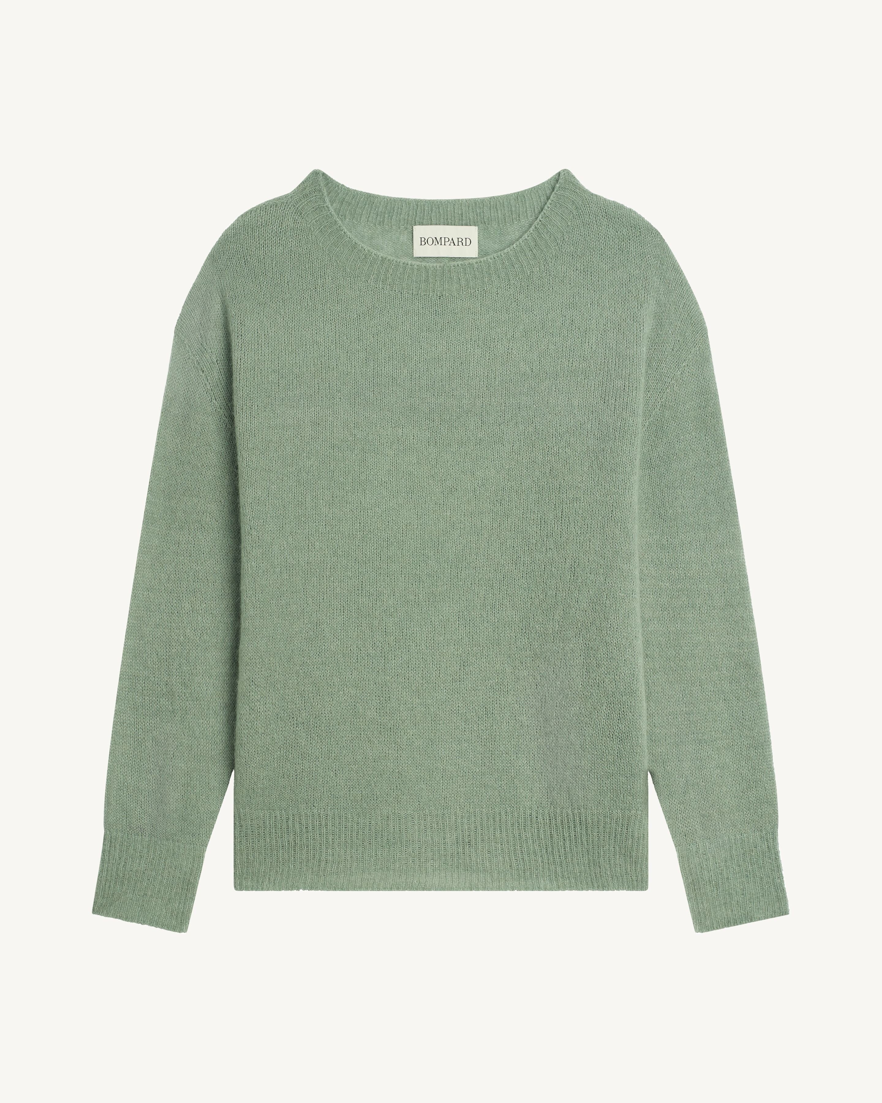 Col rond oversized plume-VERT DE GRIS-40% : baby alpaga; 32% : soie; 28% : cachemire
