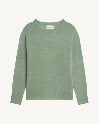 Col rond oversized plume-VERT DE GRIS-40% : baby alpaga; 32% : soie; 28% : cachemire
