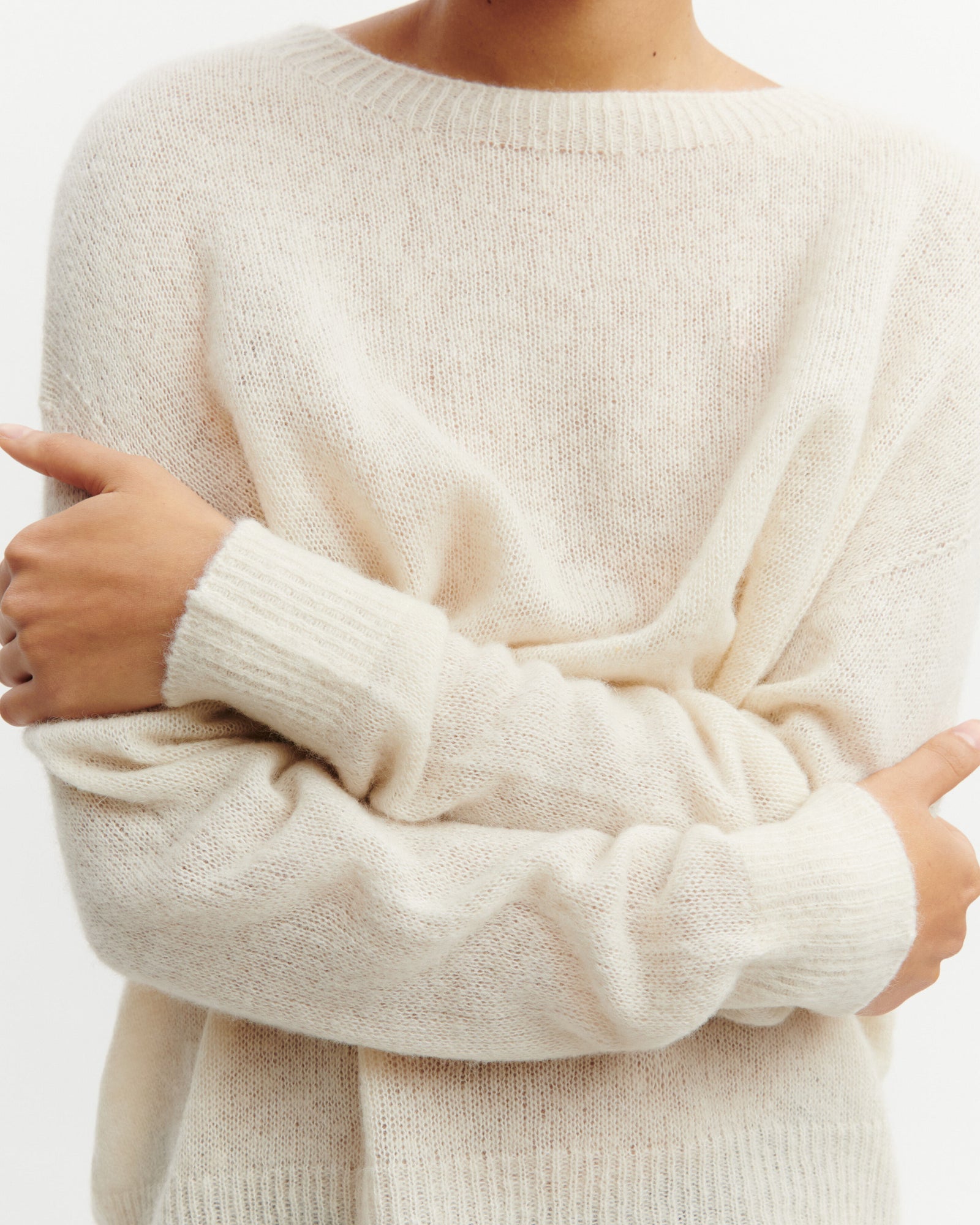 Col rond maille plume-NATUREL-40% : baby alpaga; 32% : soie; 28% : cachemire