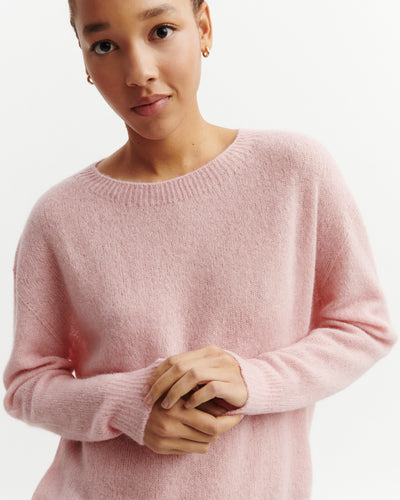 Col rond maille plume-CERISIER-40% baby alpaga 32% cachemire 28% soie