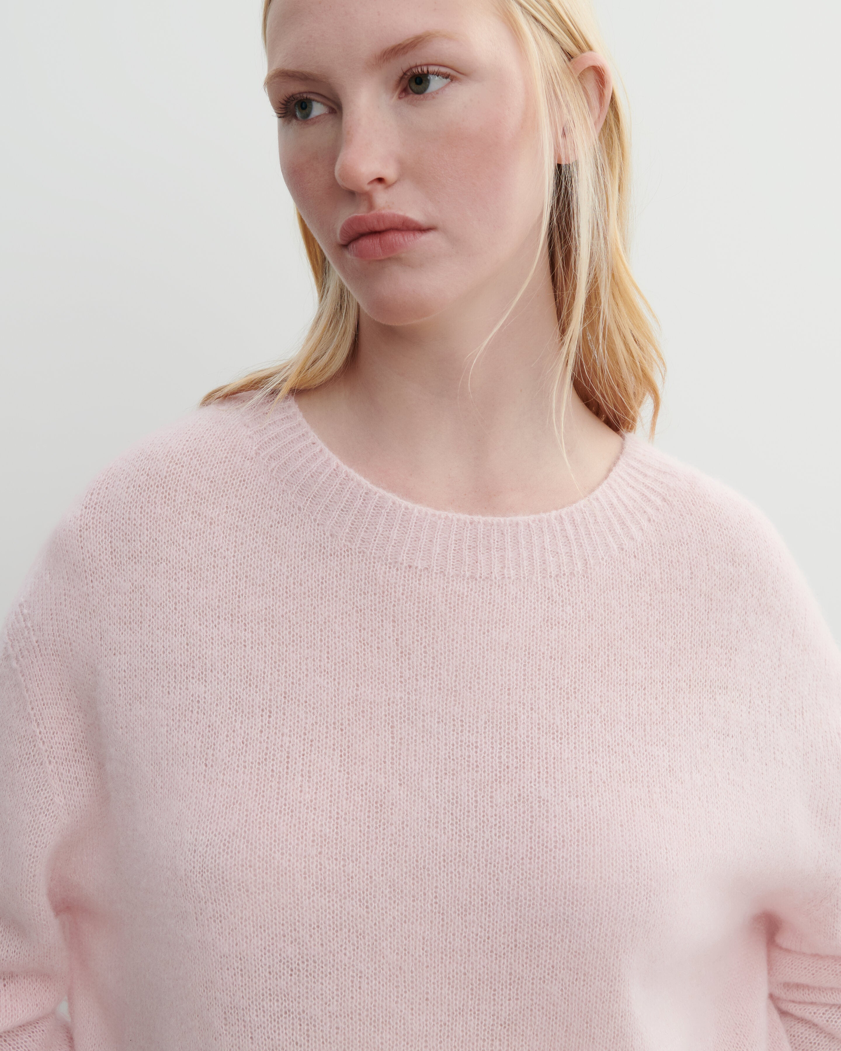 Col rond maille plume-CERISIER-40% baby alpaga 32% cachemire 28% soie