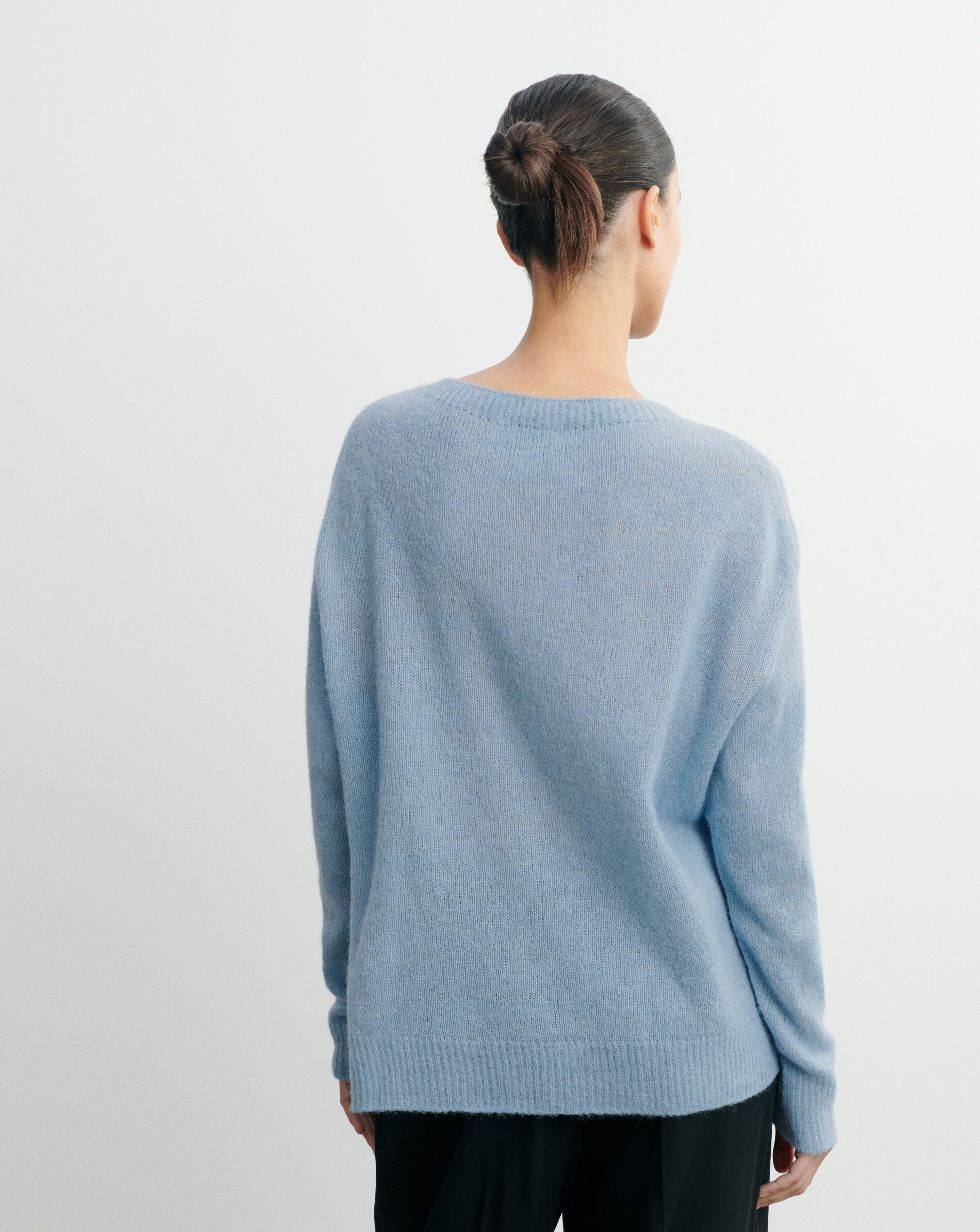 Col rond maille plume-BLEU CONCORDE-40% baby alpaga 32% cachemire 28% soie