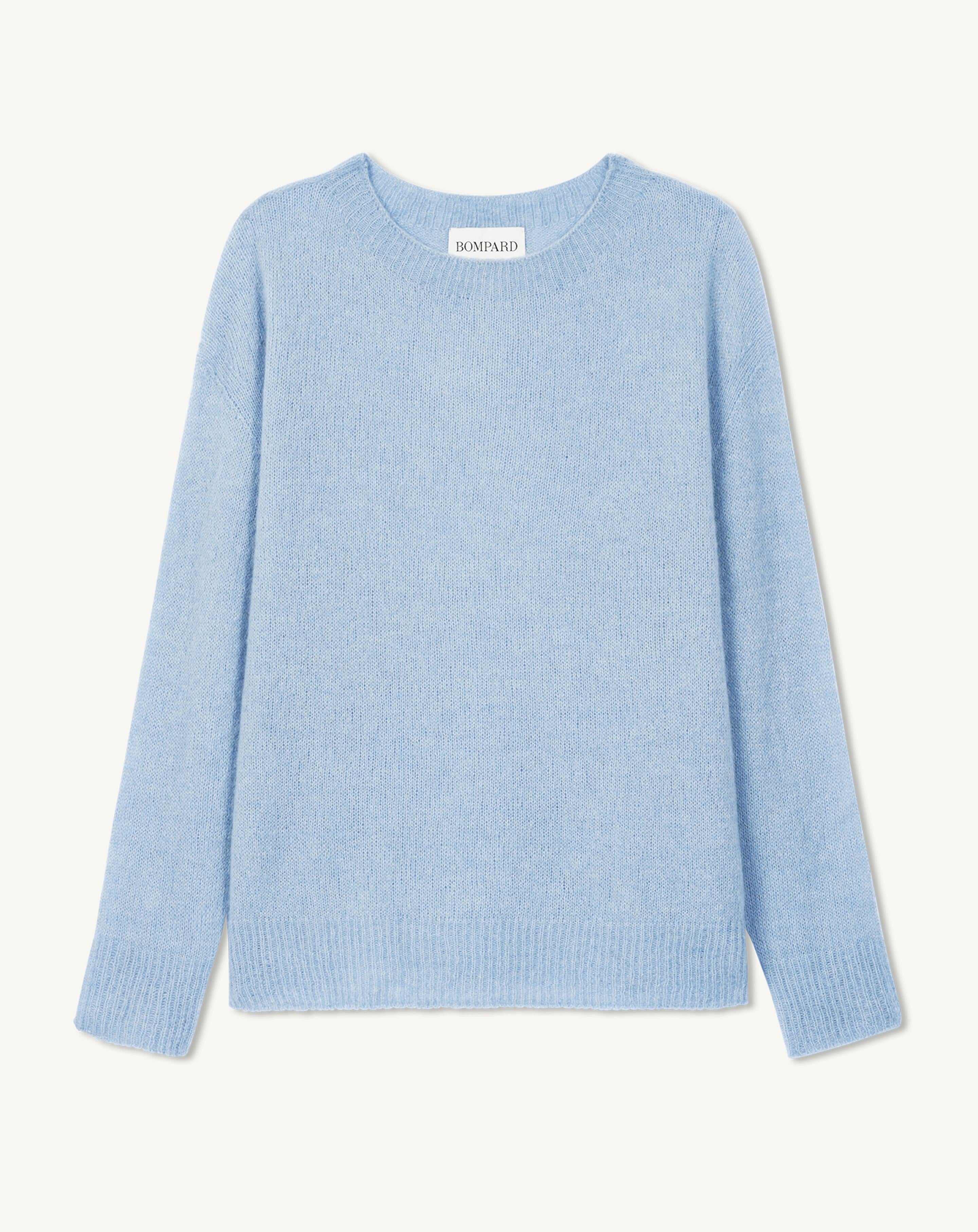 Col rond maille plume-BLEU CONCORDE-40% baby alpaga 32% cachemire 28% soie