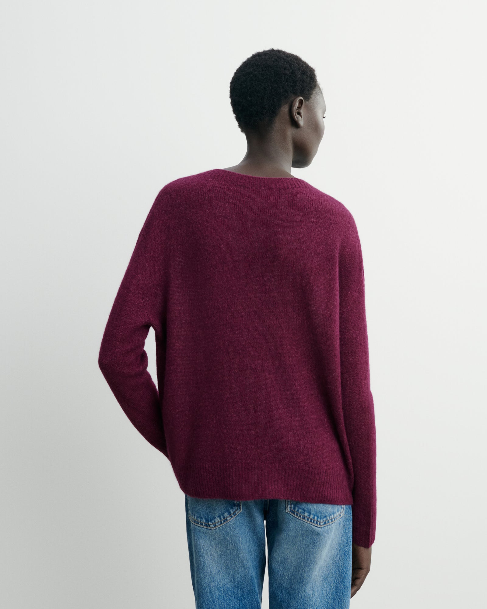 Col rond maille plume-PRUNE DAMAS-40% baby alpaga 32% cachemire 28% soie