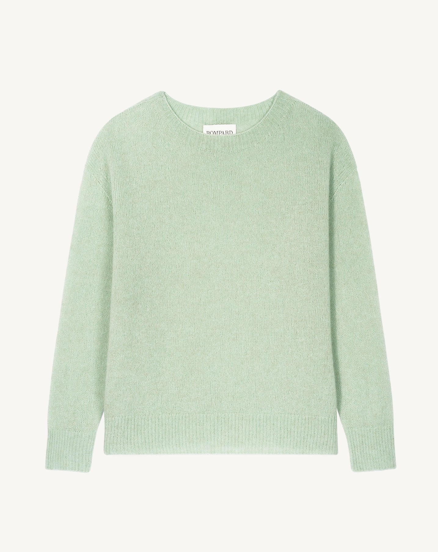 Col rond maille plume-VERT AMANDE-40% : baby alpaga; 32% : soie; 28% : cachemire