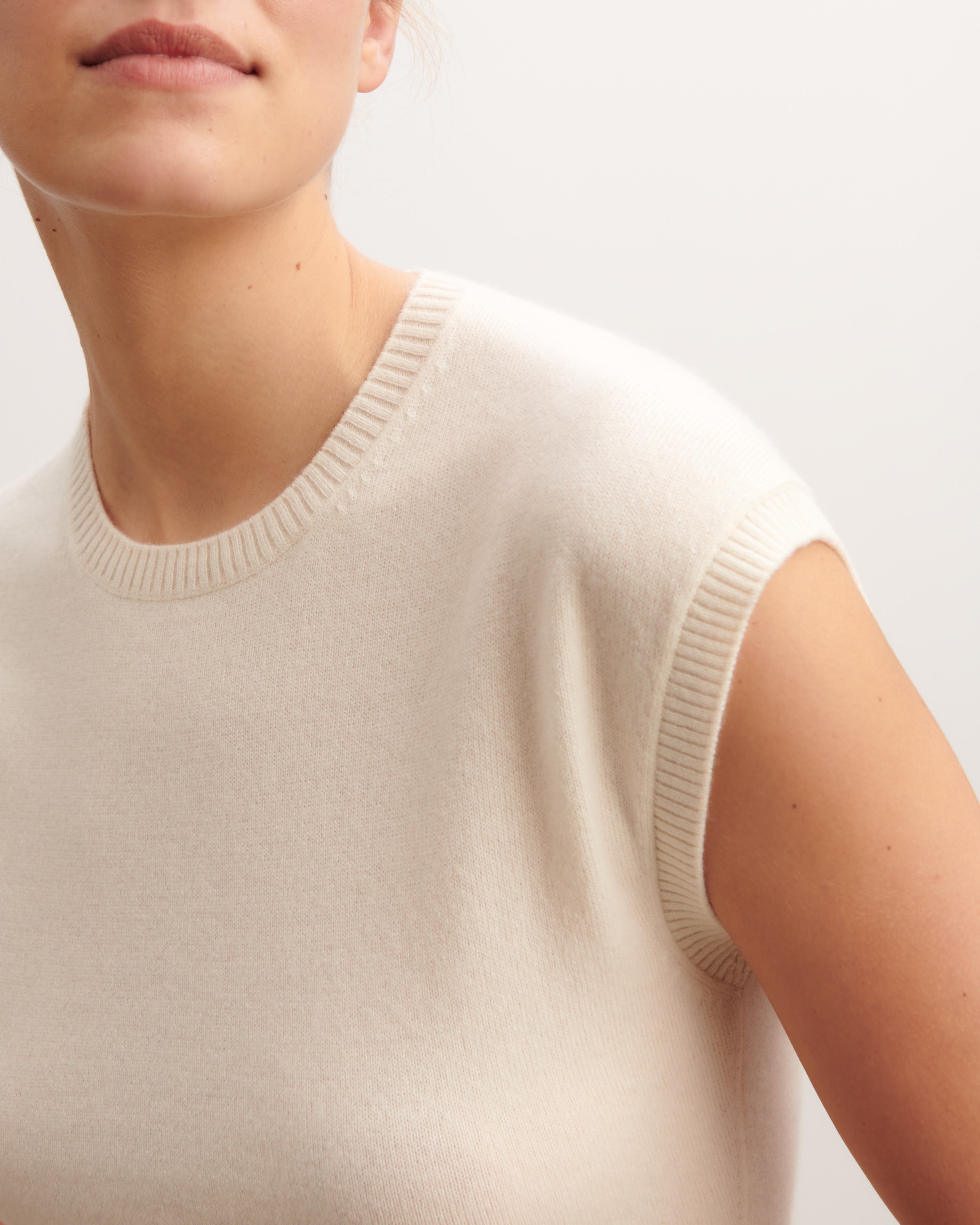 Pull à petites manches-NATUREL-100% cachemire