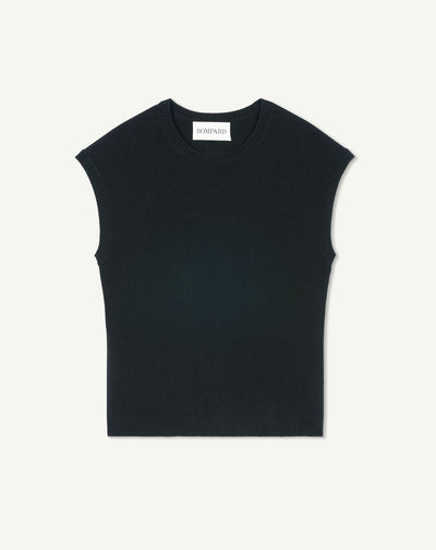 Pull à petites manches-NOIR-100% cachemire