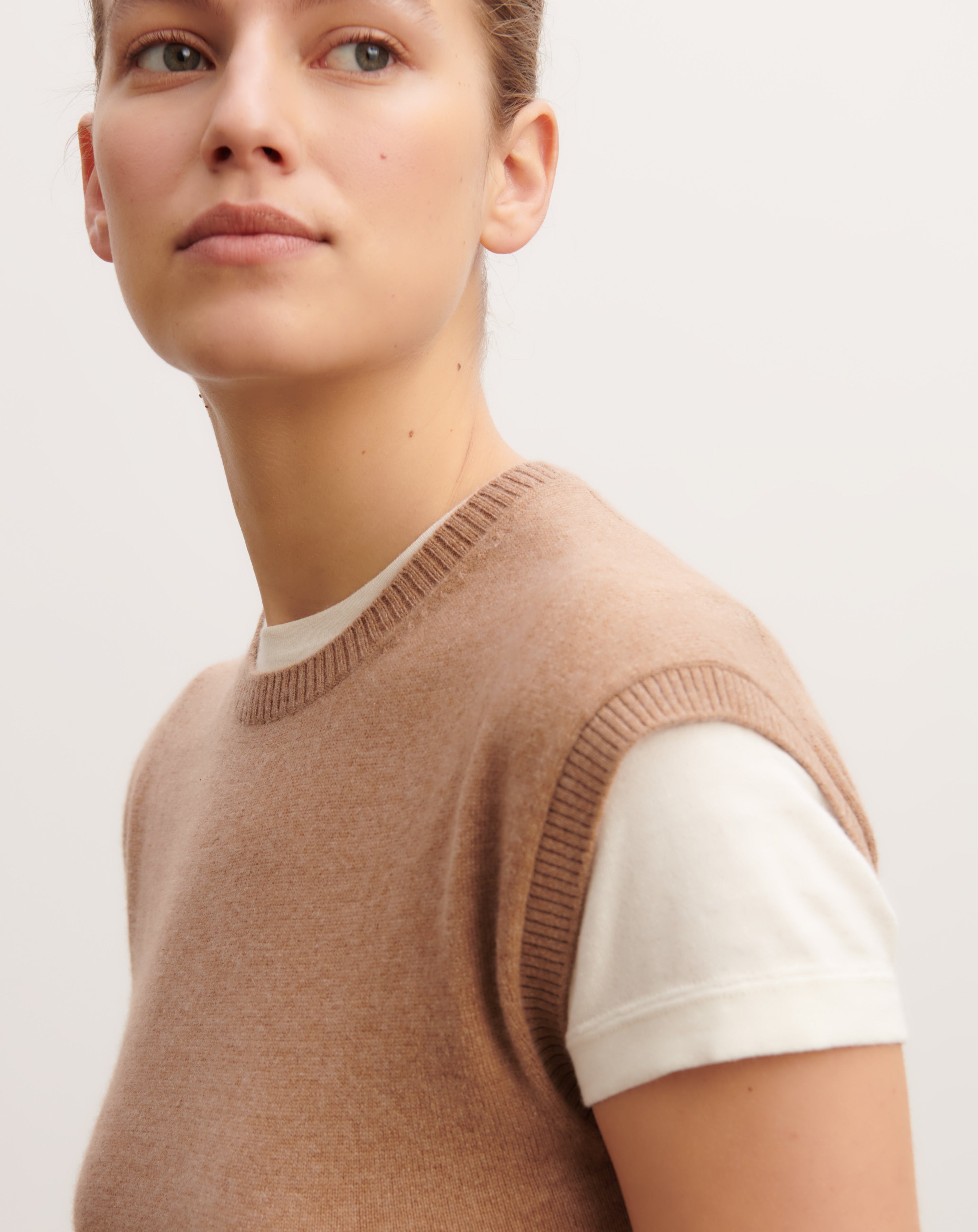 Pull à petites manches-CARAMEL-100% cachemire