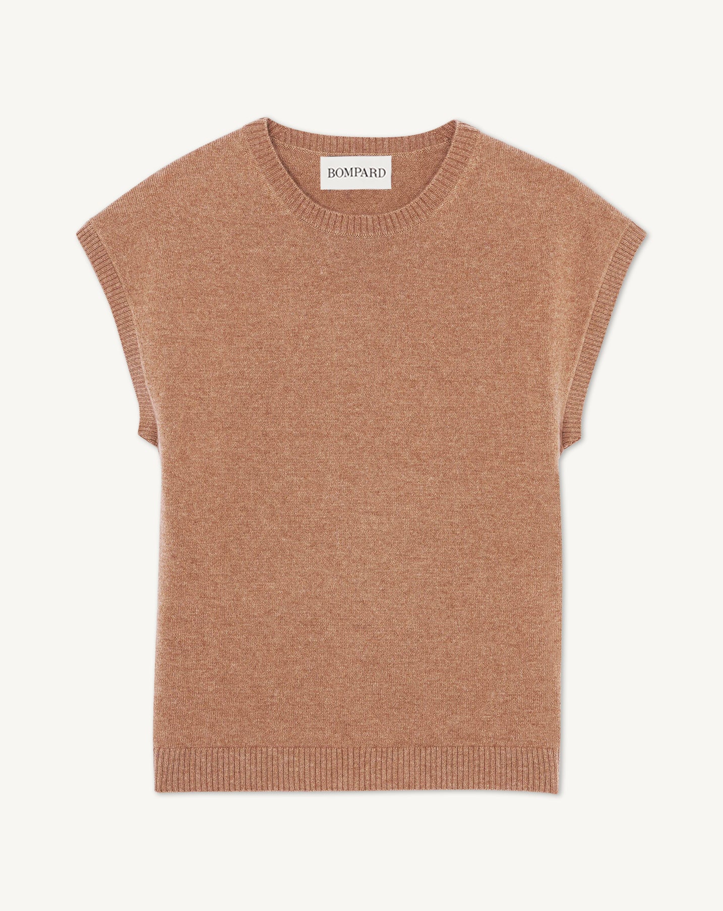 Pull à petites manches-CARAMEL-100% cachemire