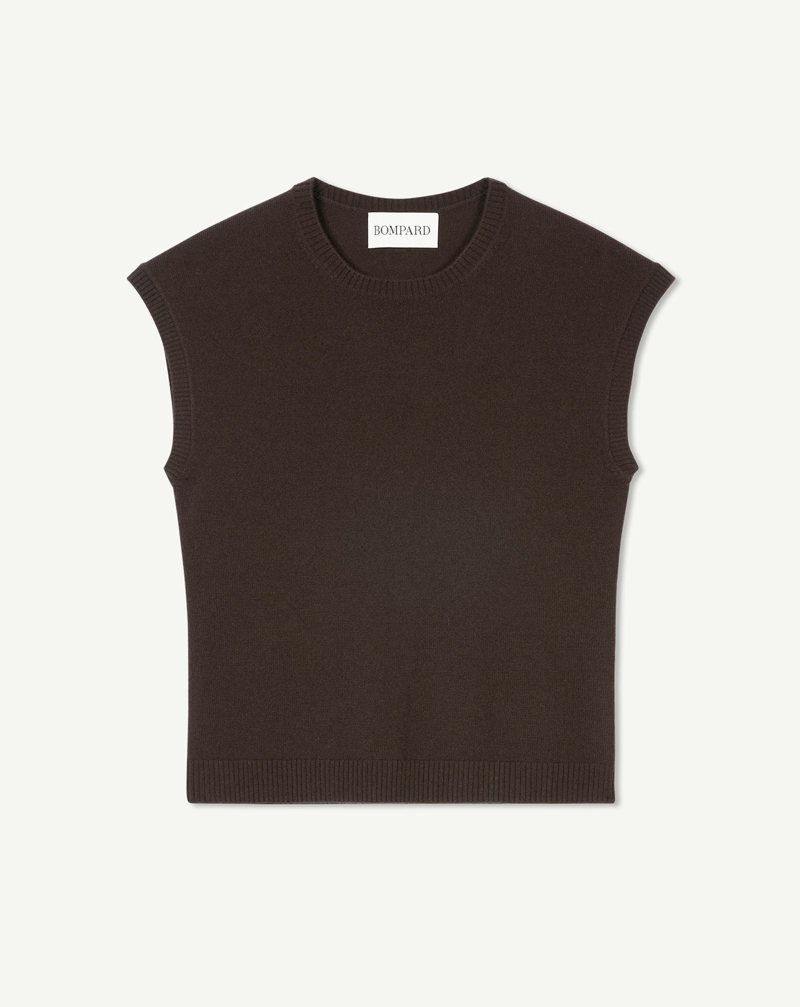 Pull à petites manches-CHOCOLAT-100% cachemire