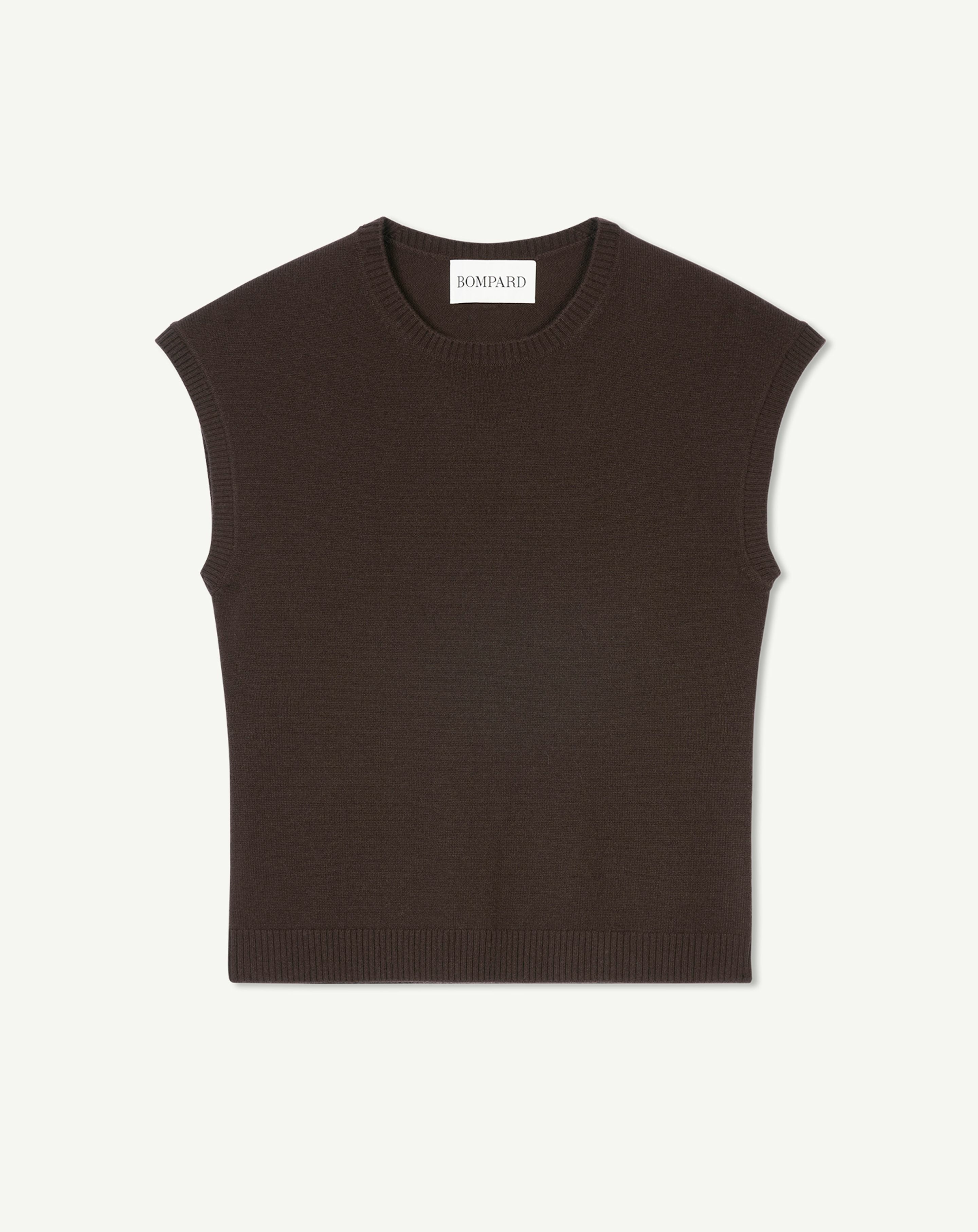 Pull à petites manches-CHOCOLAT-100% cachemire