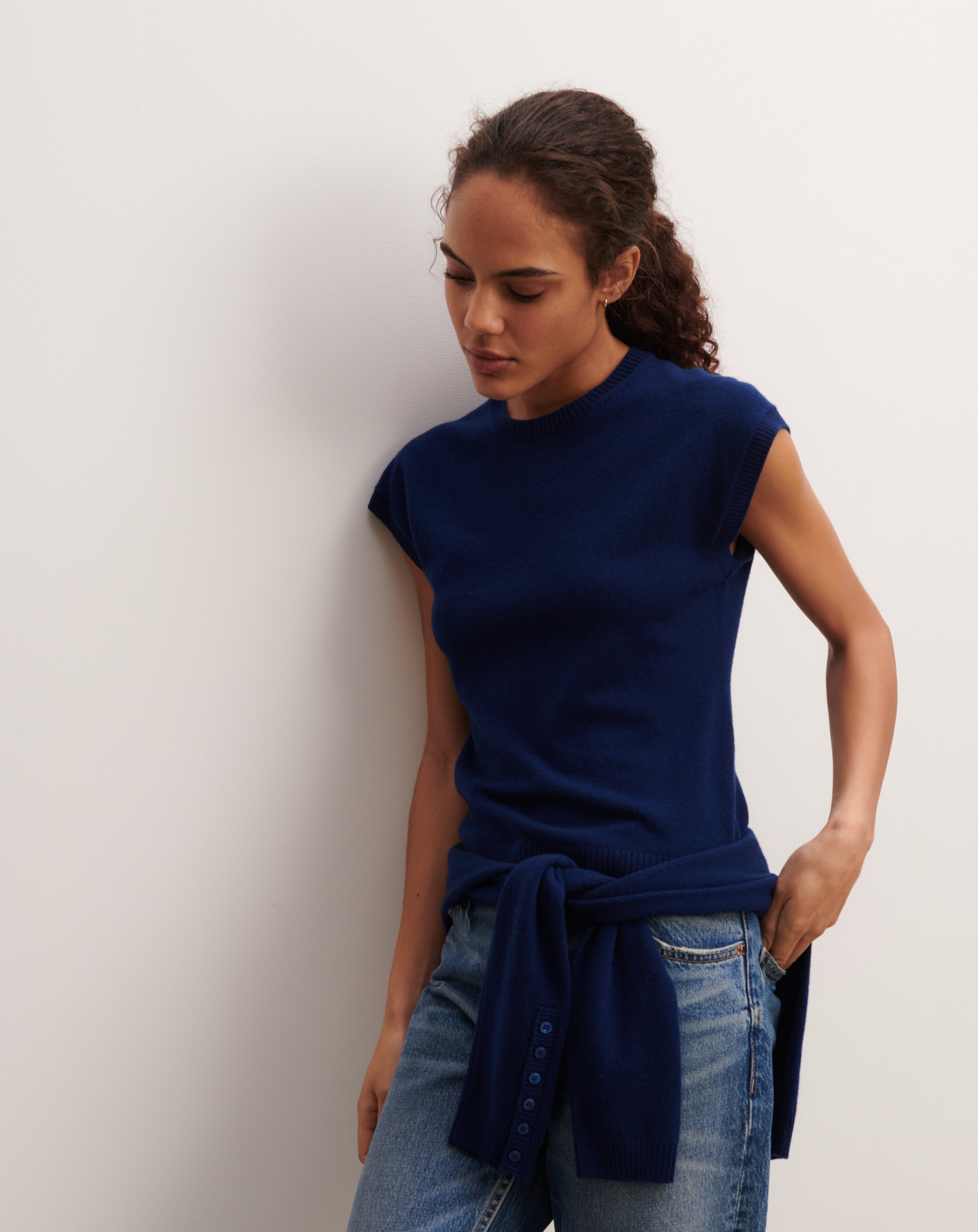 Pull à petites manches-AMIRAL-100% cachemire
