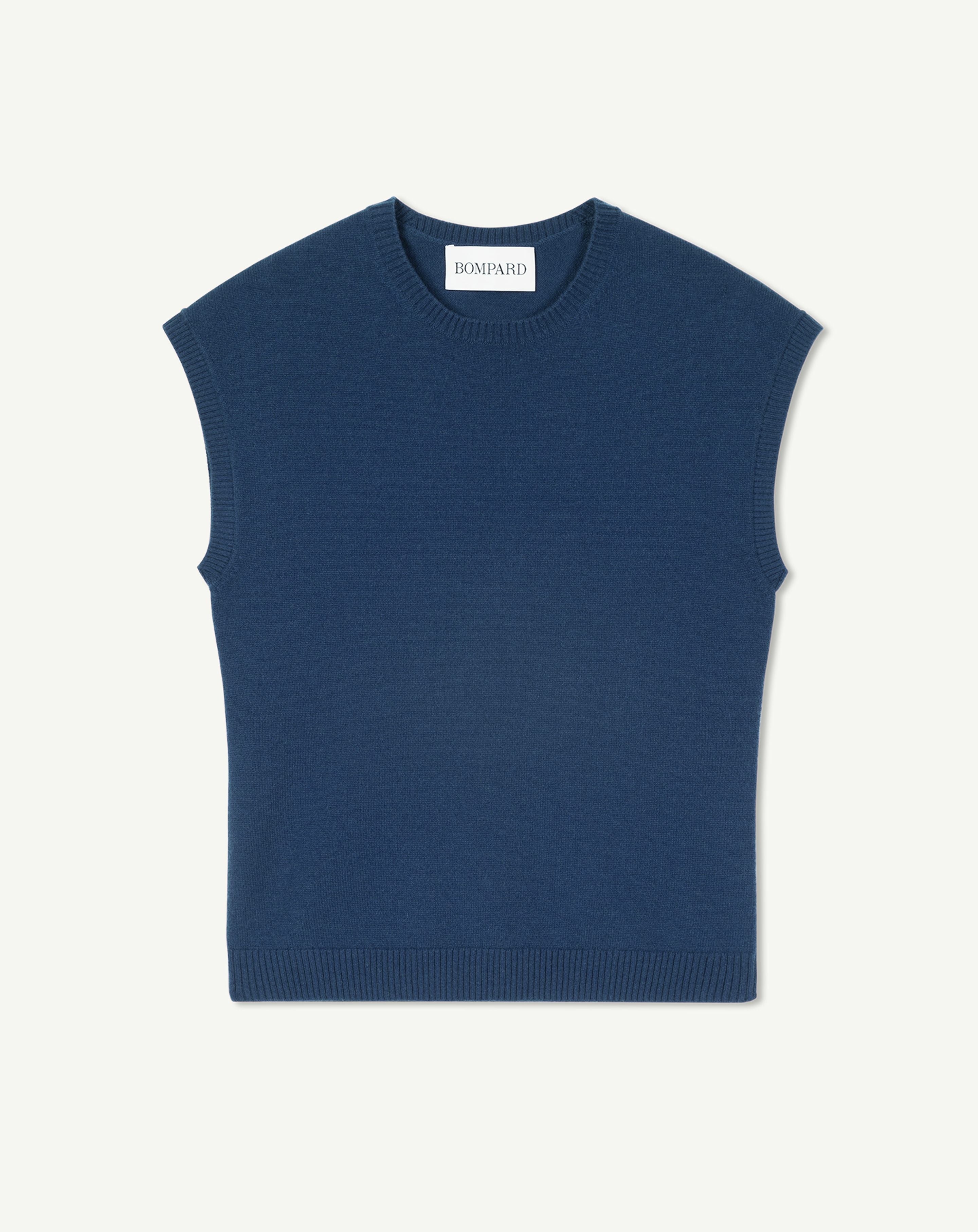 Pull à petites manches-BLEU NOCTURNE-100% cachemire