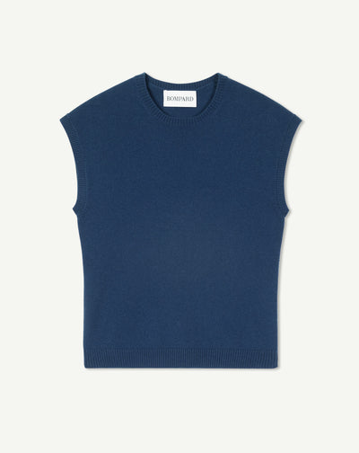 Pull à petites manches-BLEU NOCTURNE-100% cachemire