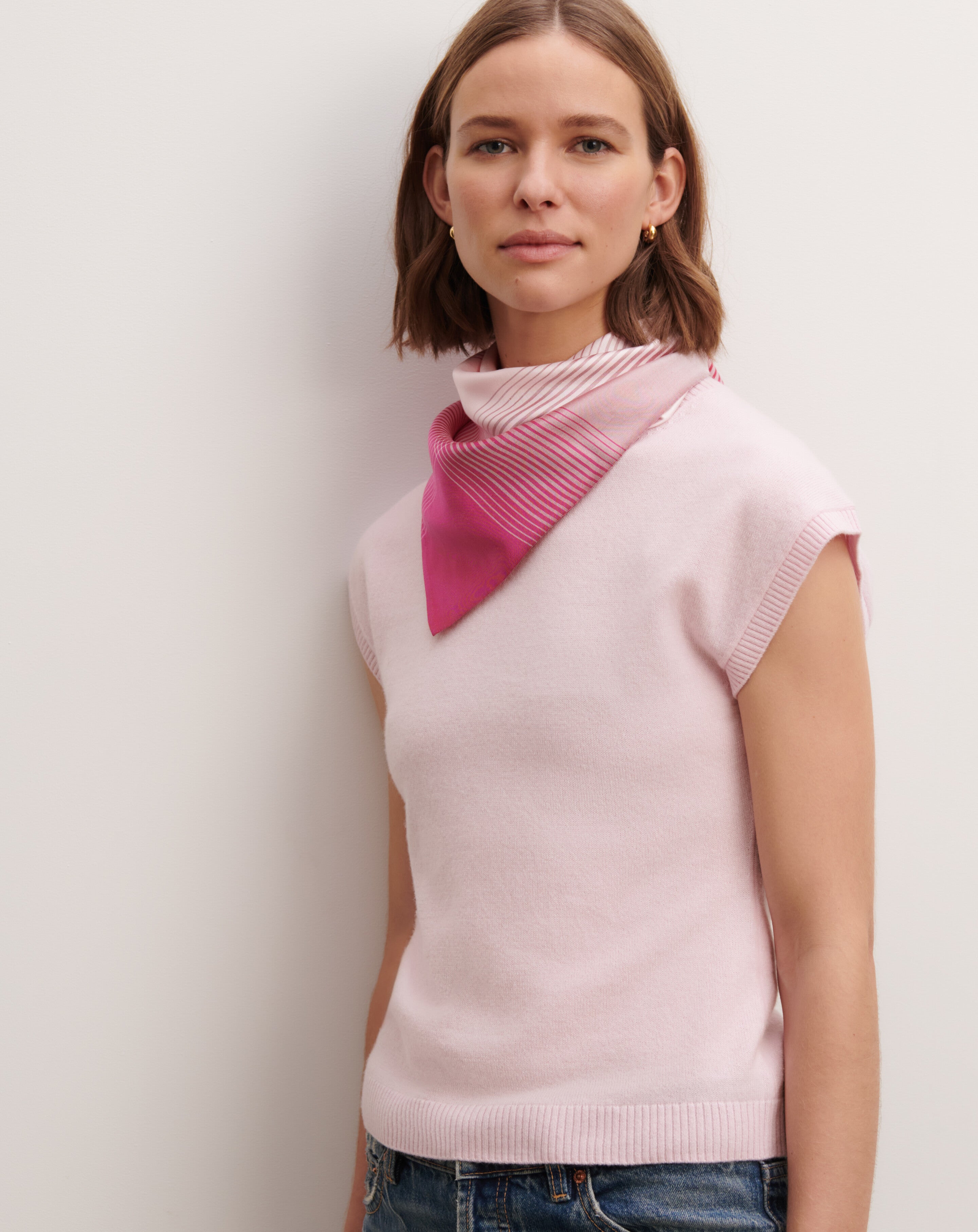 Pull à petites manches-CERISIER-100% cachemire