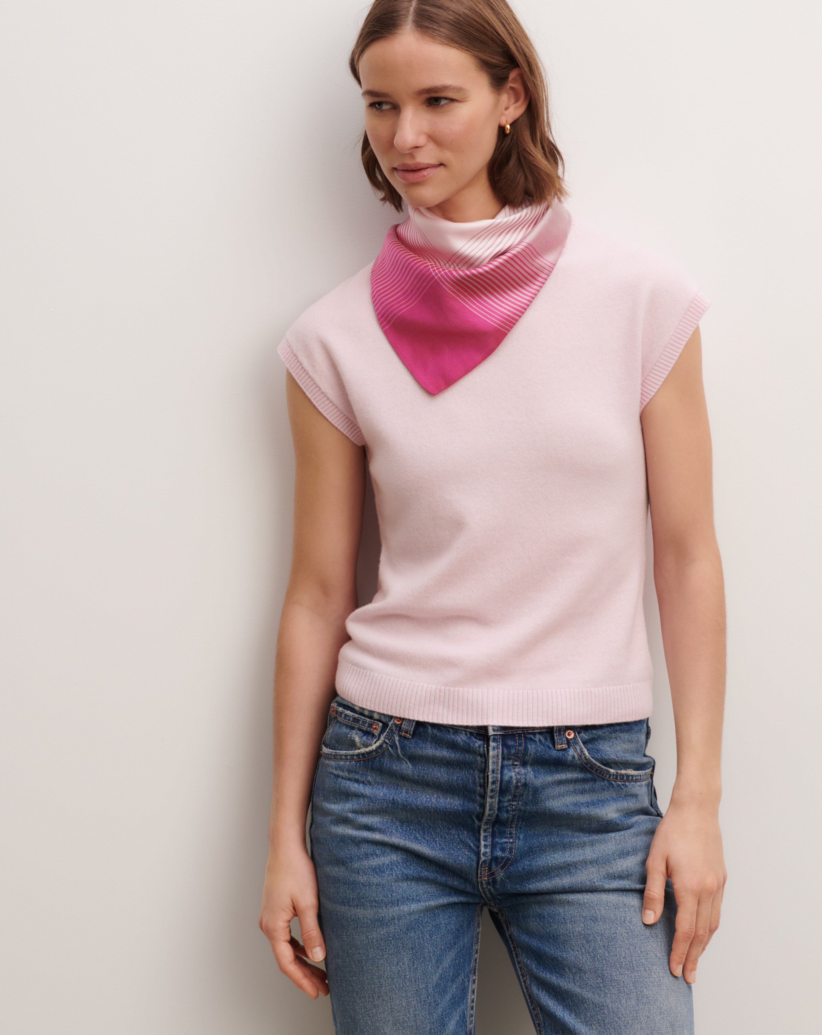 Pull à petites manches-CERISIER-100% cachemire
