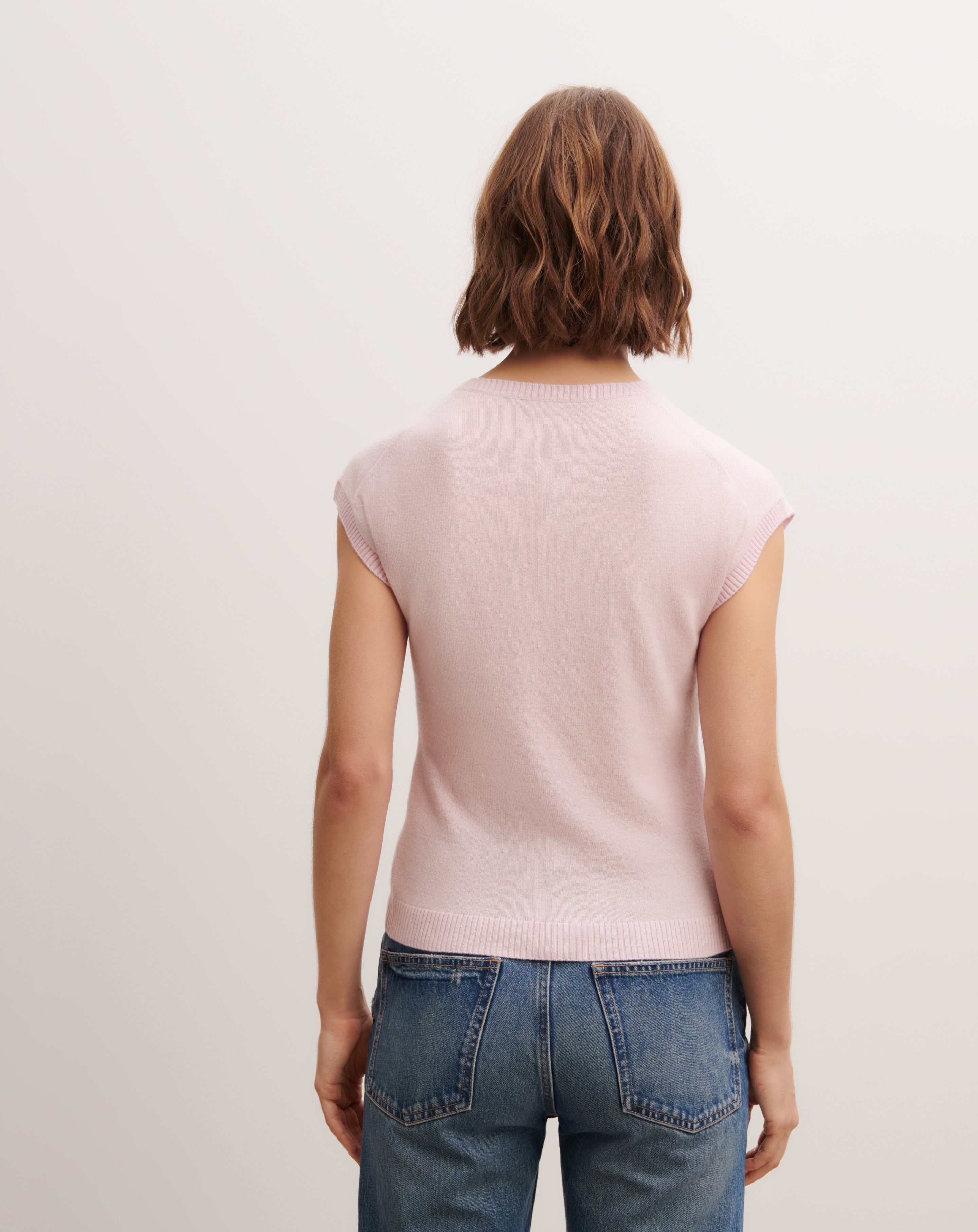 Pull à petites manches-CERISIER-100% cachemire