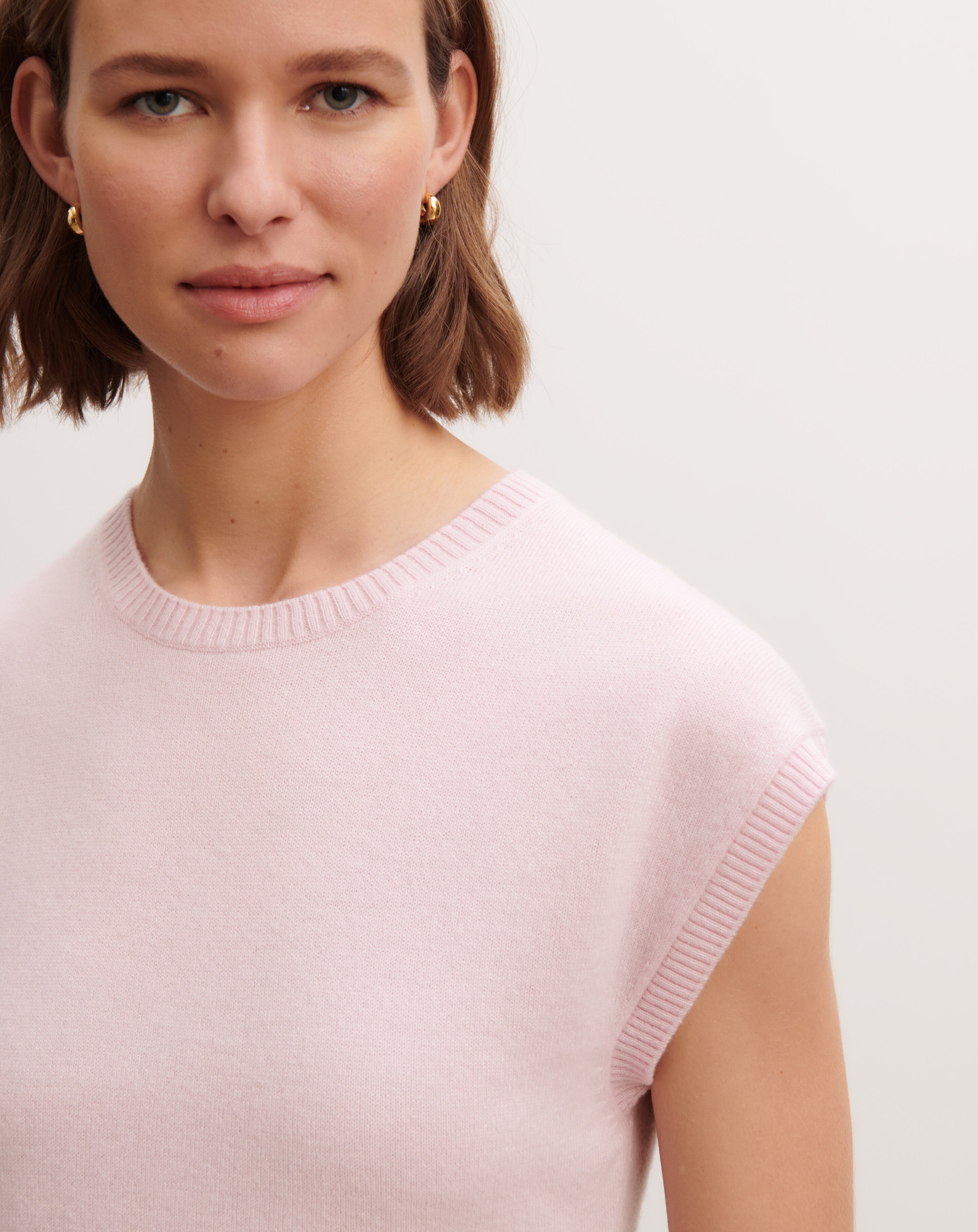 Pull à petites manches-CERISIER-100% cachemire