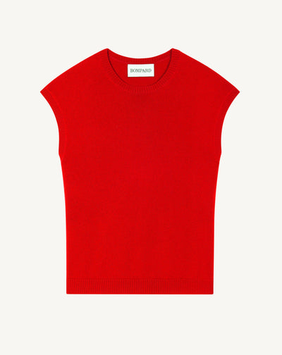 Pull à petites manches-ROUGE QUARANTE-100% cachemire