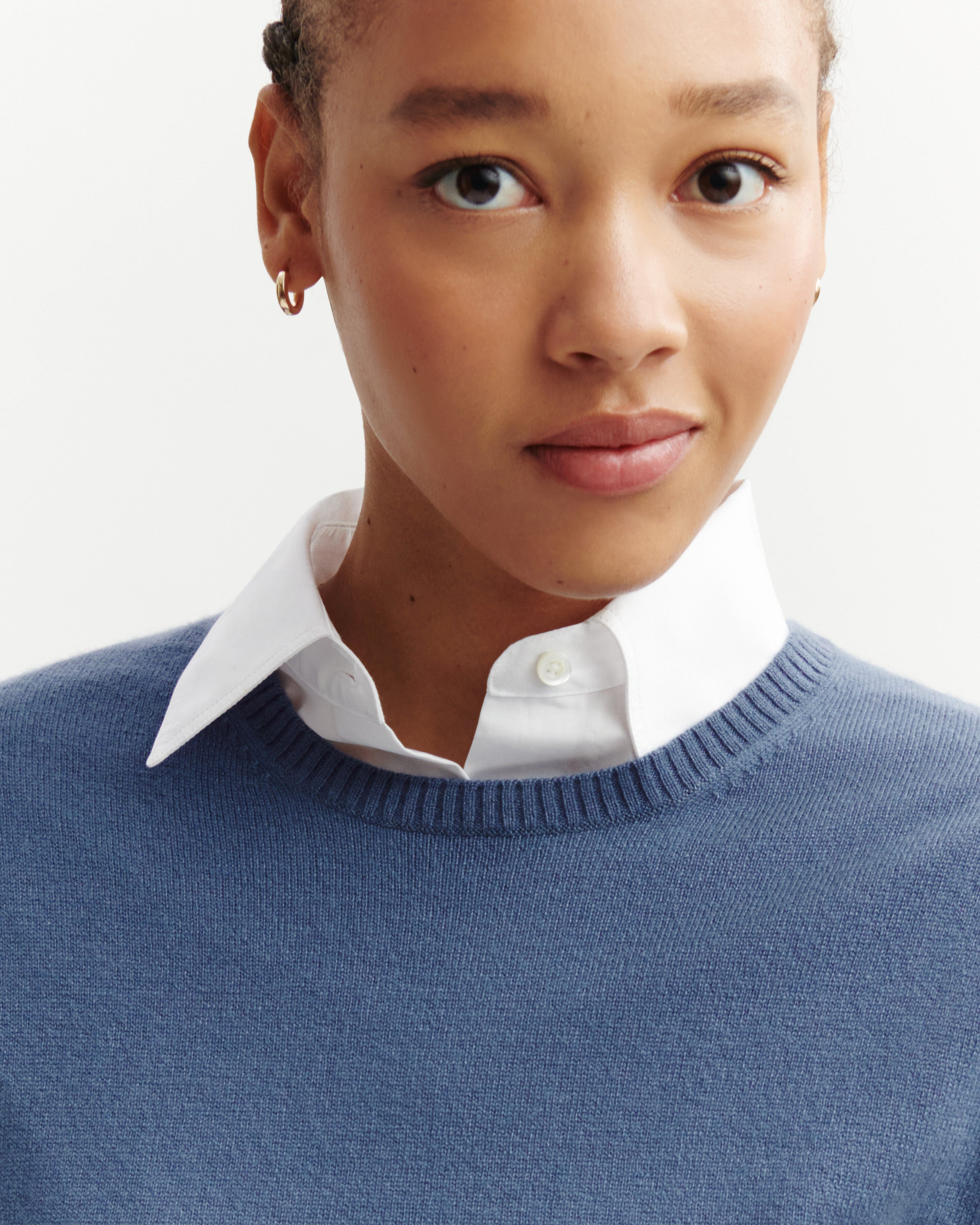 Pull à petites manches-BLEU ATLAS-100% cachemire