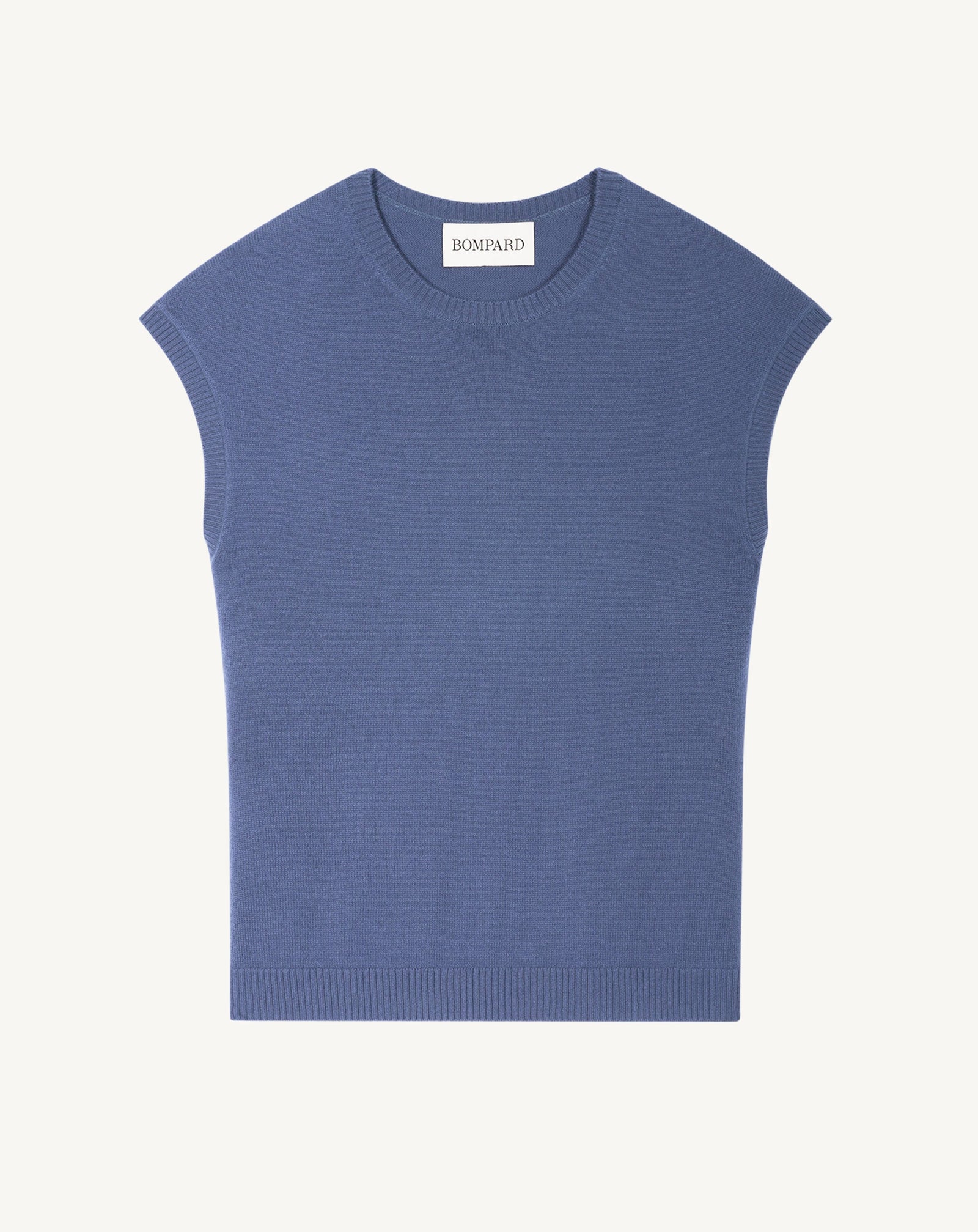 Pull à petites manches-BLEU ATLAS-100% cachemire