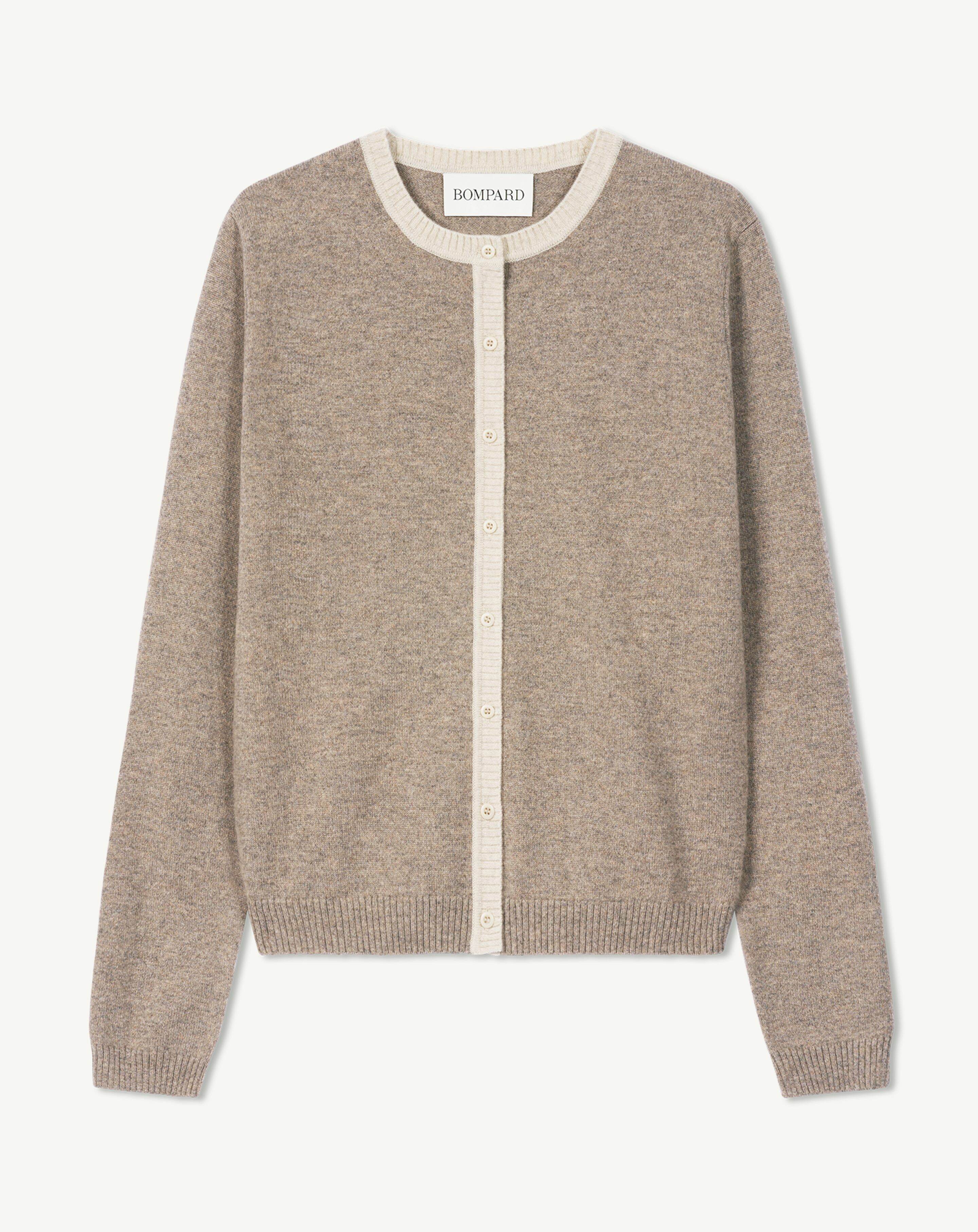 Cardigan  manches boutons-MILLET/AVOINE-100% cachemire