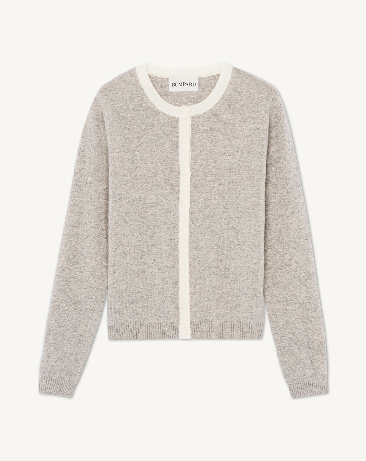 Cardigan  manches boutons-GRIS ARGENTE/NATUREL-100% cachemire